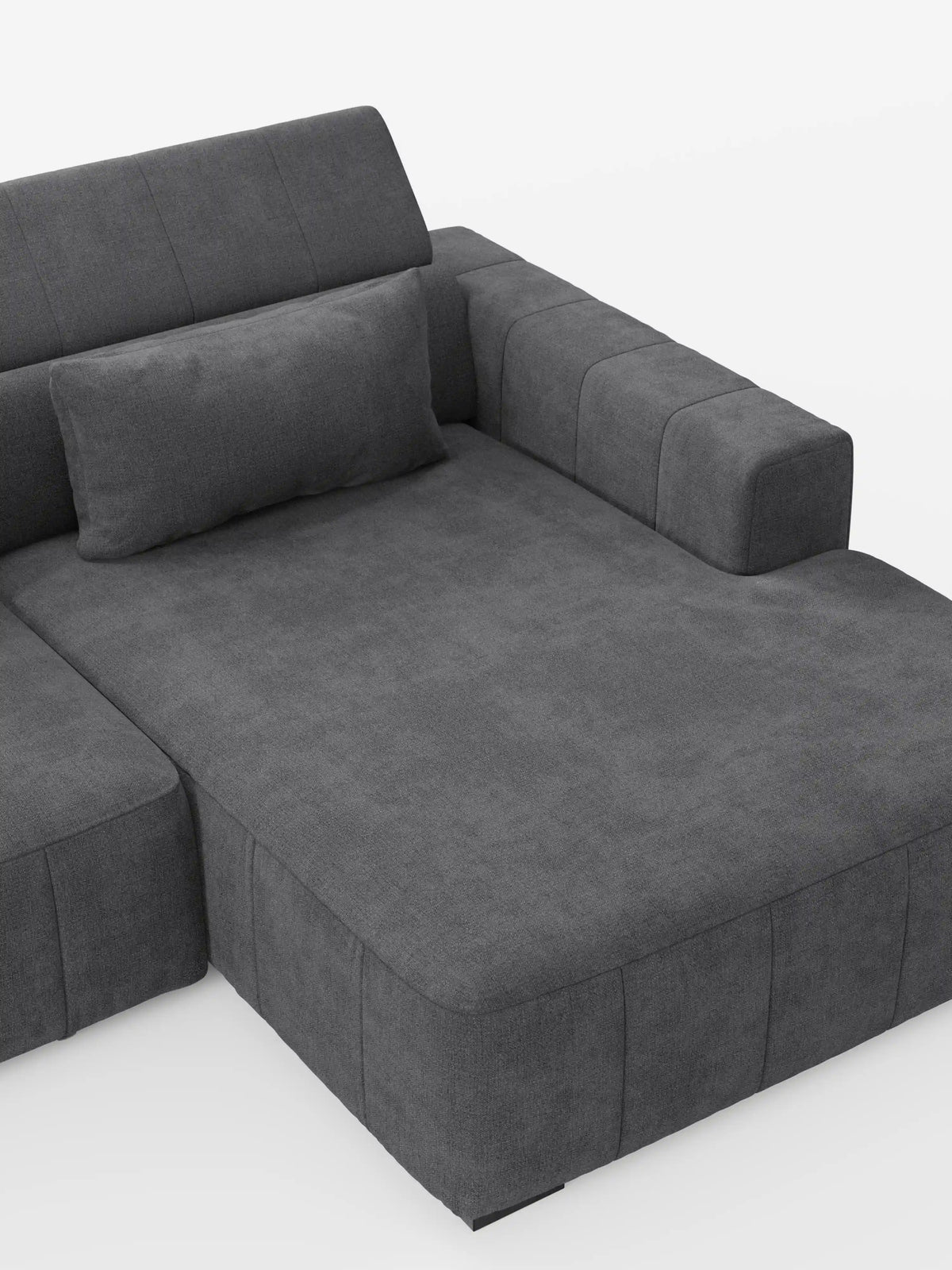 Doric Canapé d’angle avec méridienne et assises extensibles avec relax électrique - appuie-têtes inclinables en tissu anti-taches T23