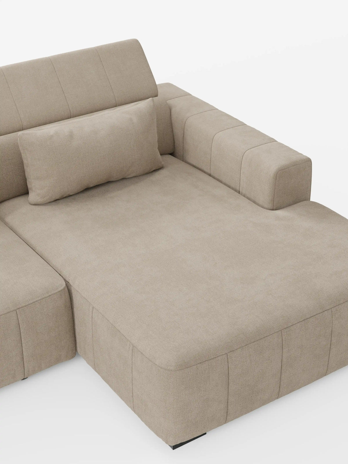 Doric Canapé d’angle avec méridienne et assises extensibles avec relax électrique - appuie-têtes inclinables en tissu anti-taches T23