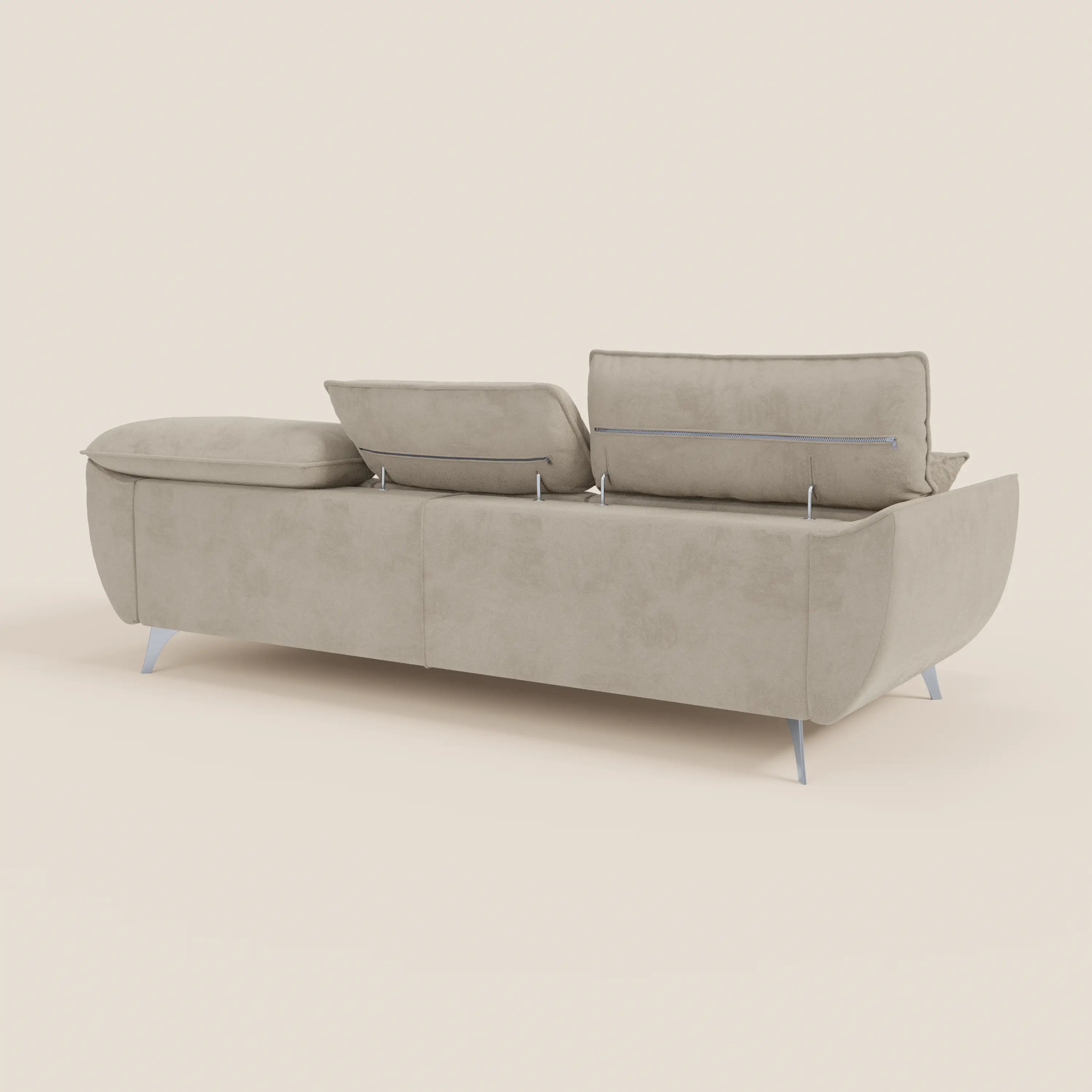 Michelangelo Divano Angolare con Penisola e Sedute Estensibili - Poggiatesta reclinabili in raffinato tessuto smacchiabile effetto vellutino T30 - divani.store