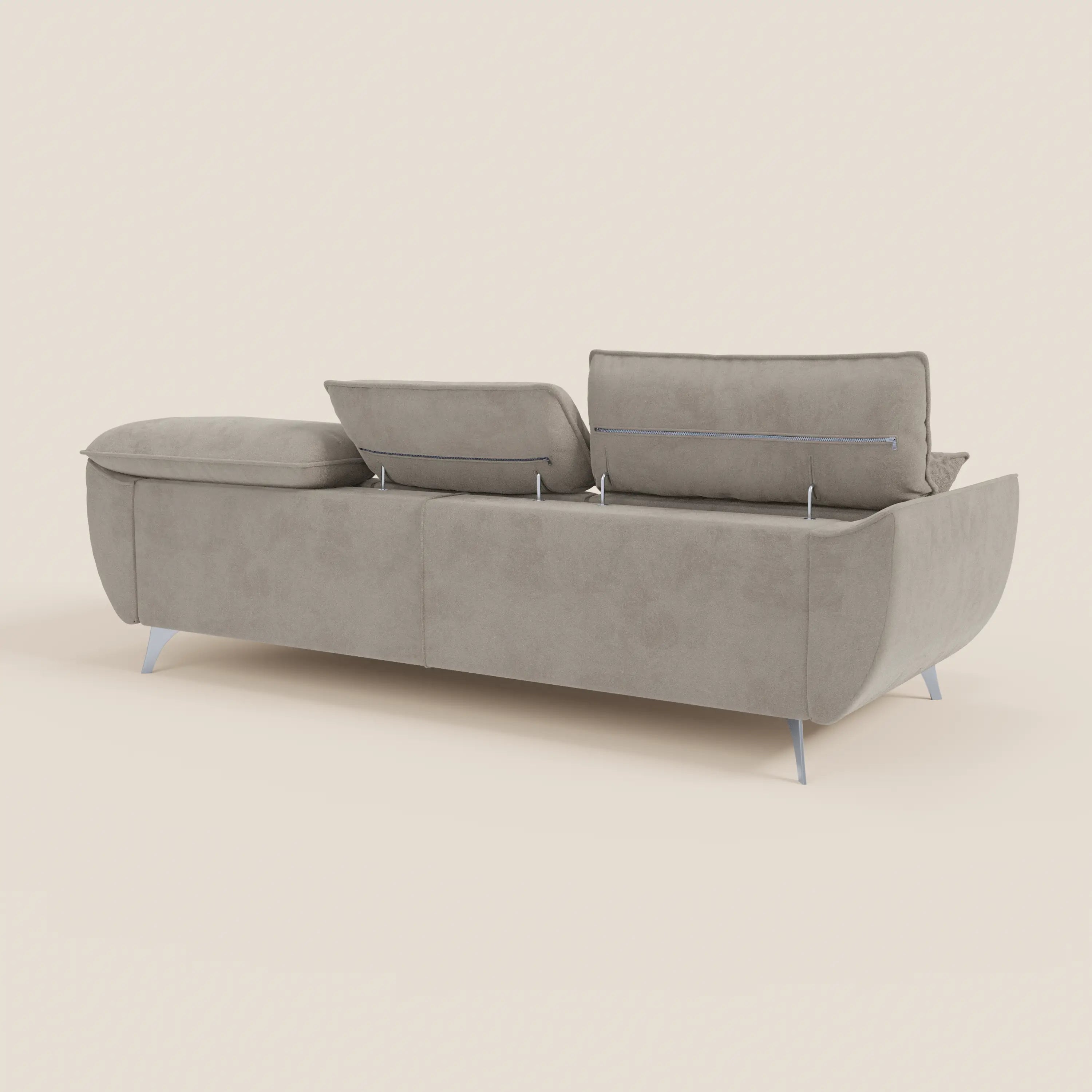 Michelangelo Divano Angolare con Penisola e Sedute Estensibili - Poggiatesta reclinabili in raffinato tessuto smacchiabile effetto vellutino T30 - divani.store