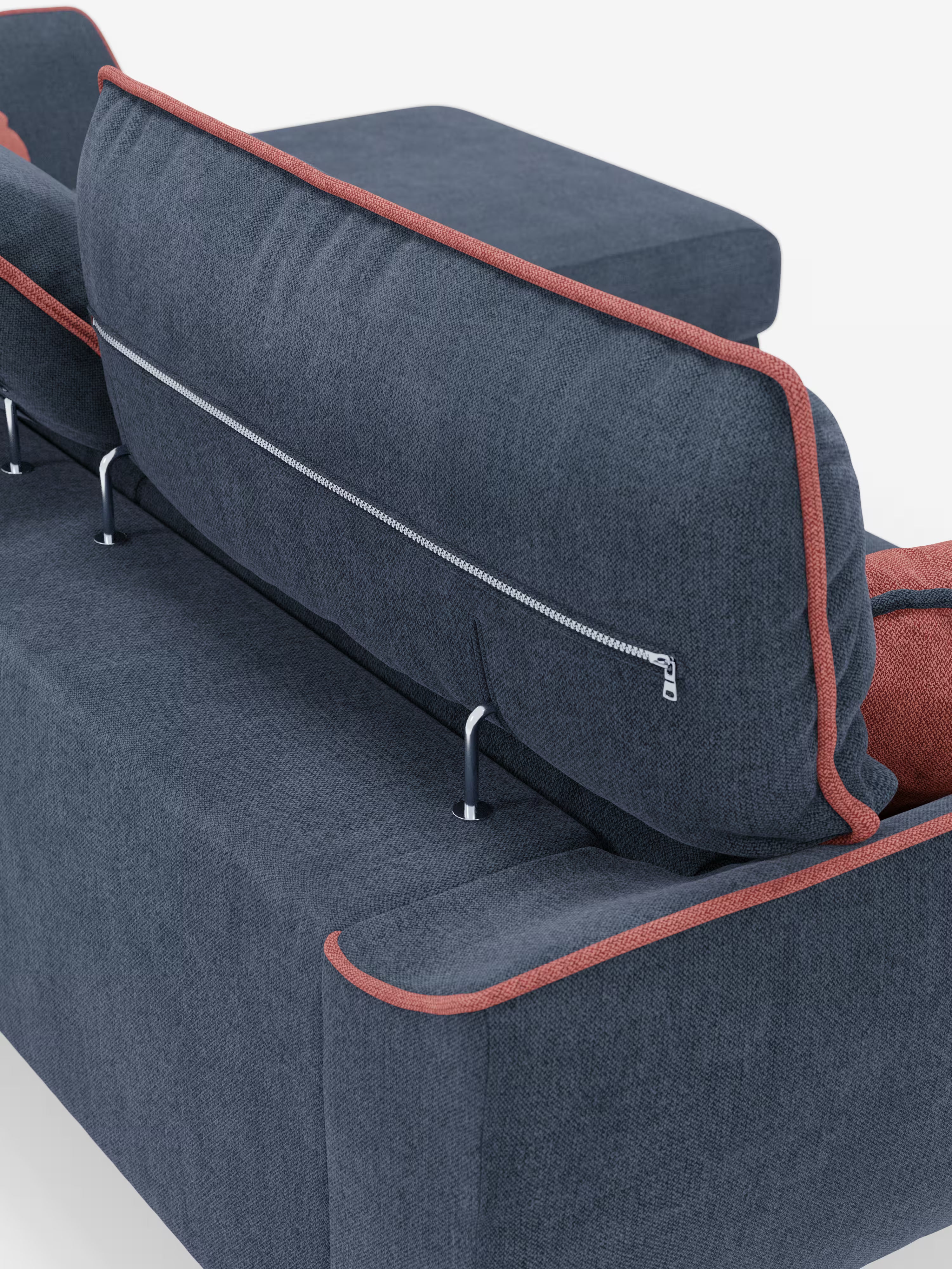 Michelangelo Canapé d'angle bicolore avec chaise longue et assises coulissantes - têtières réglables en tissu détachabale T23