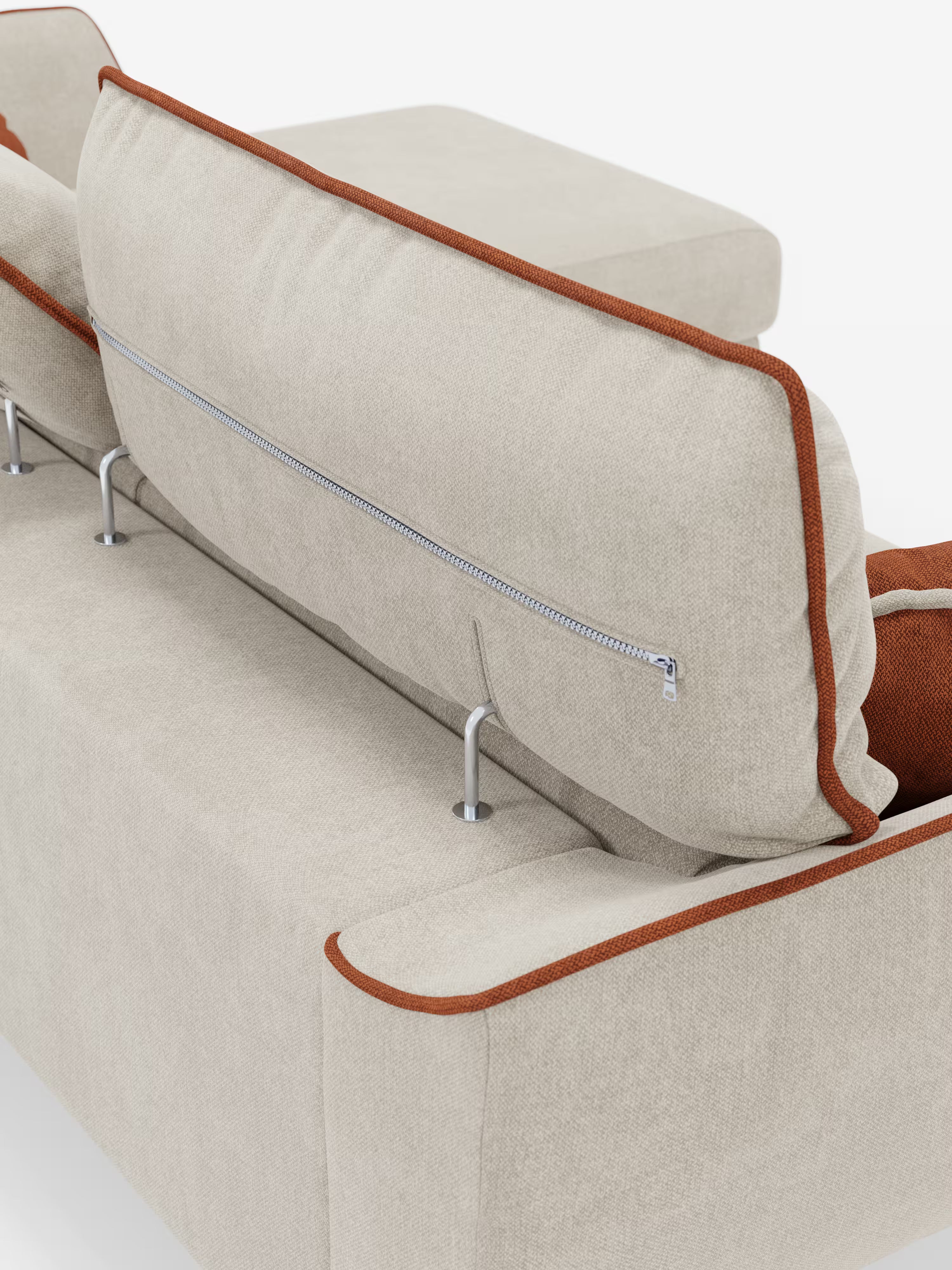 Michelangelo Canapé d'angle bicolore avec chaise longue et assises coulissantes - têtières réglables en tissu détachabale T23