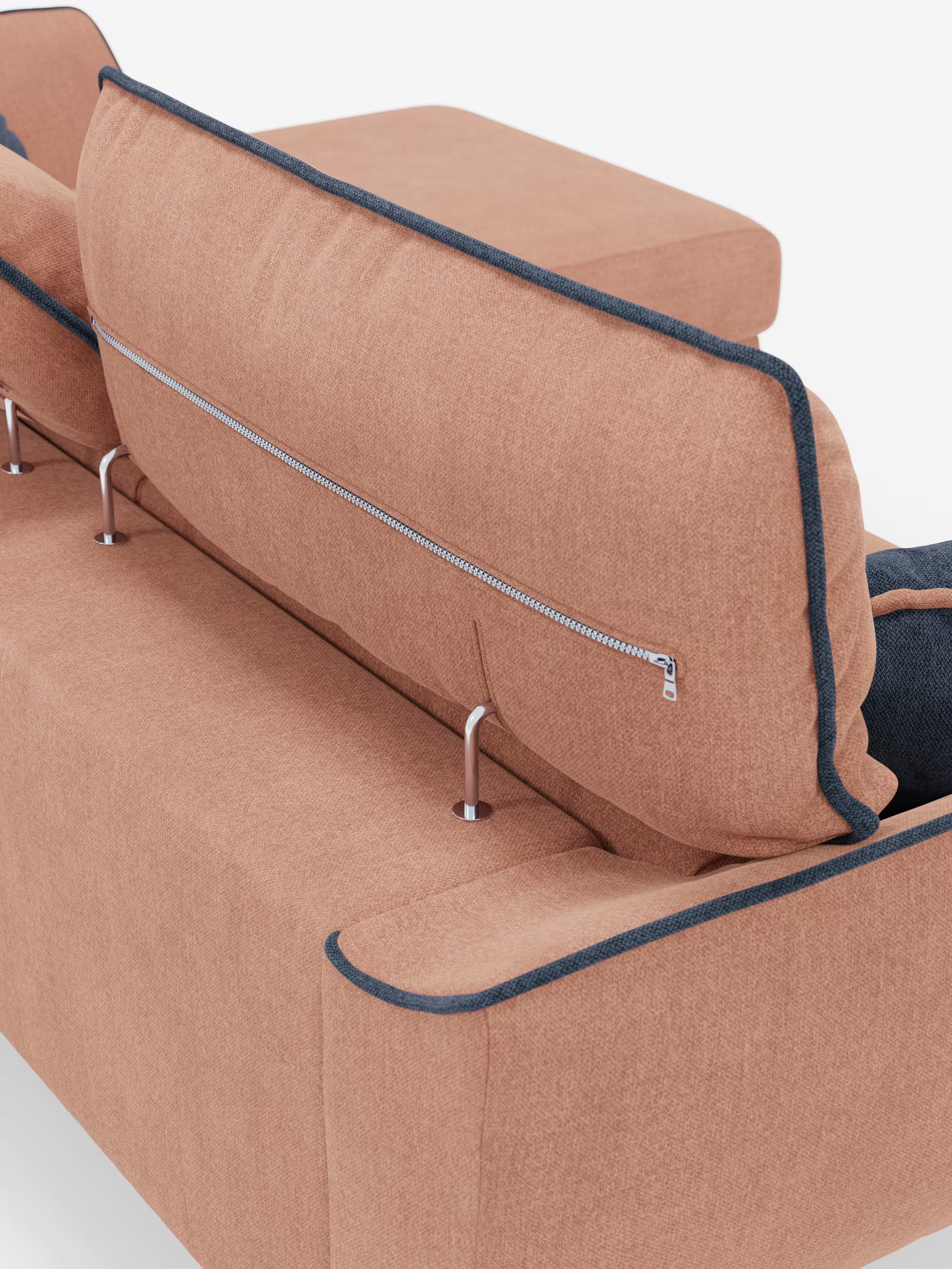 Michelangelo Canapé d'angle bicolore avec chaise longue et assises coulissantes - têtières réglables en tissu détachabale T23
