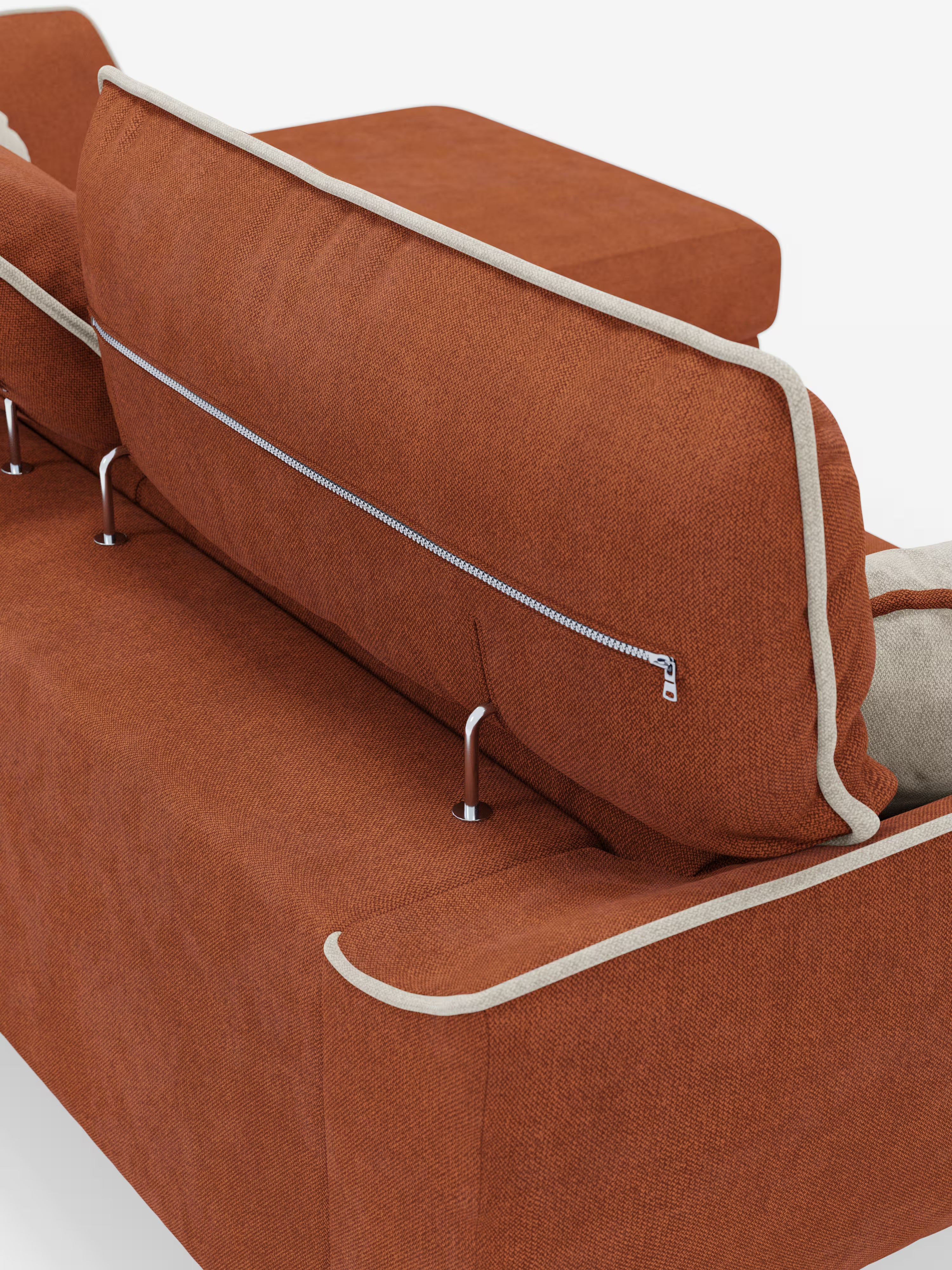 Michelangelo Canapé d'angle bicolore avec chaise longue et assises coulissantes - têtières réglables en tissu détachabale T23