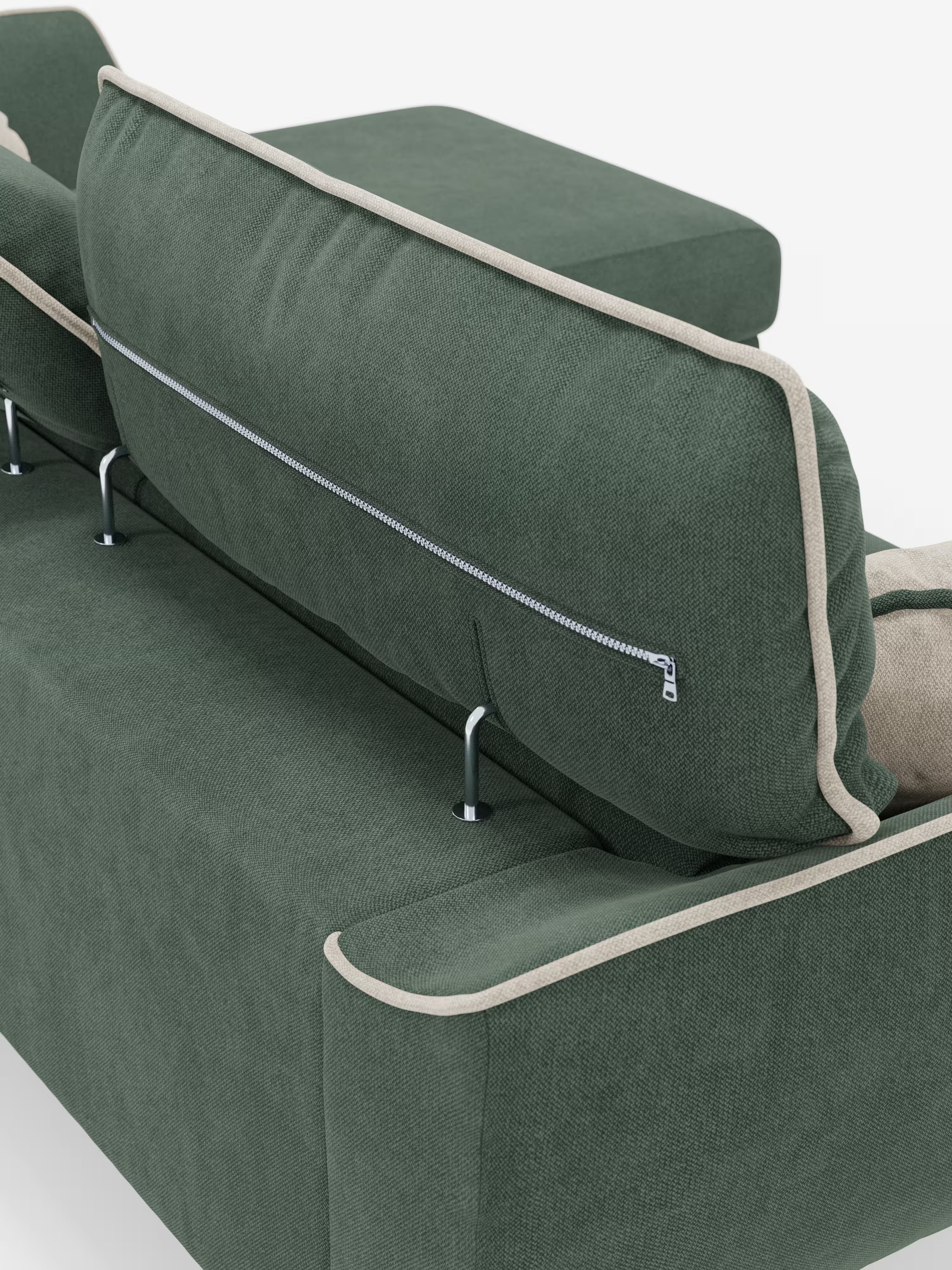 Michelangelo Canapé d'angle bicolore avec chaise longue et assises coulissantes - têtières réglables en tissu détachabale T23