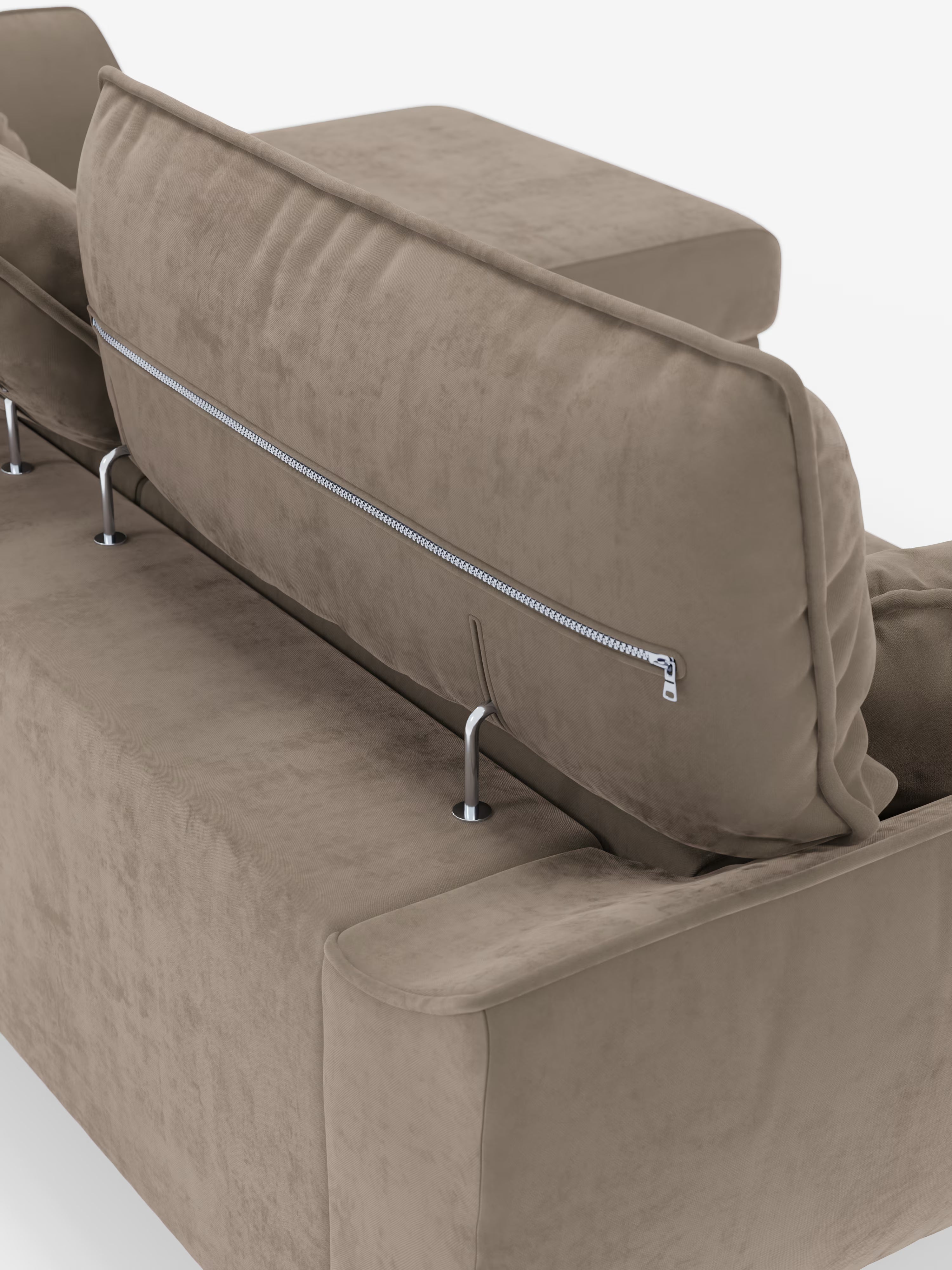 Michelangelo Canapé d'angle avec chaise longue et assises coulissantes - têtières réglables en tissu raffiné détachable effet velouté T30