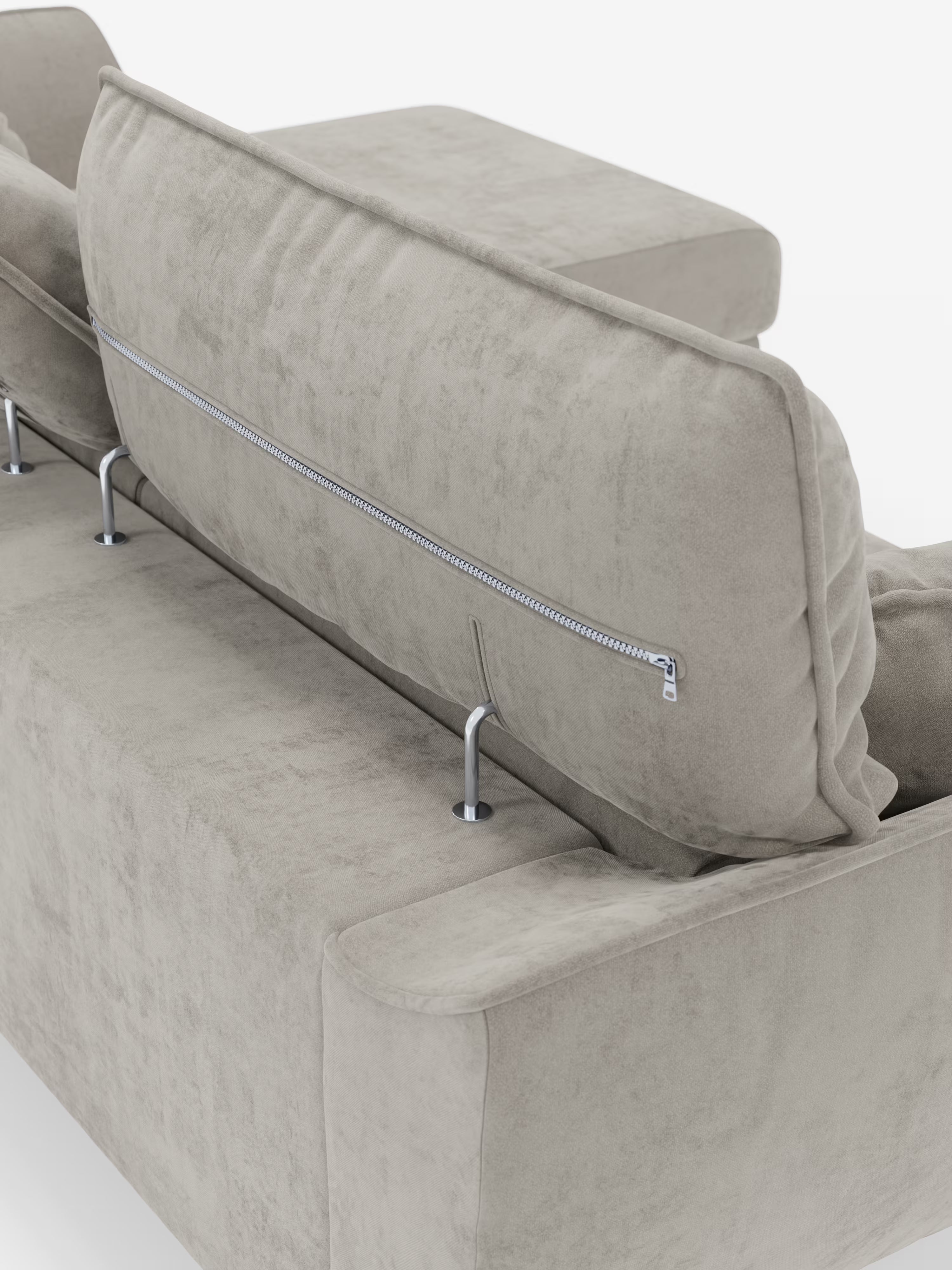 Michelangelo Canapé d'angle avec chaise longue et assises coulissantes - têtières réglables en tissu raffiné détachable effet velouté T30