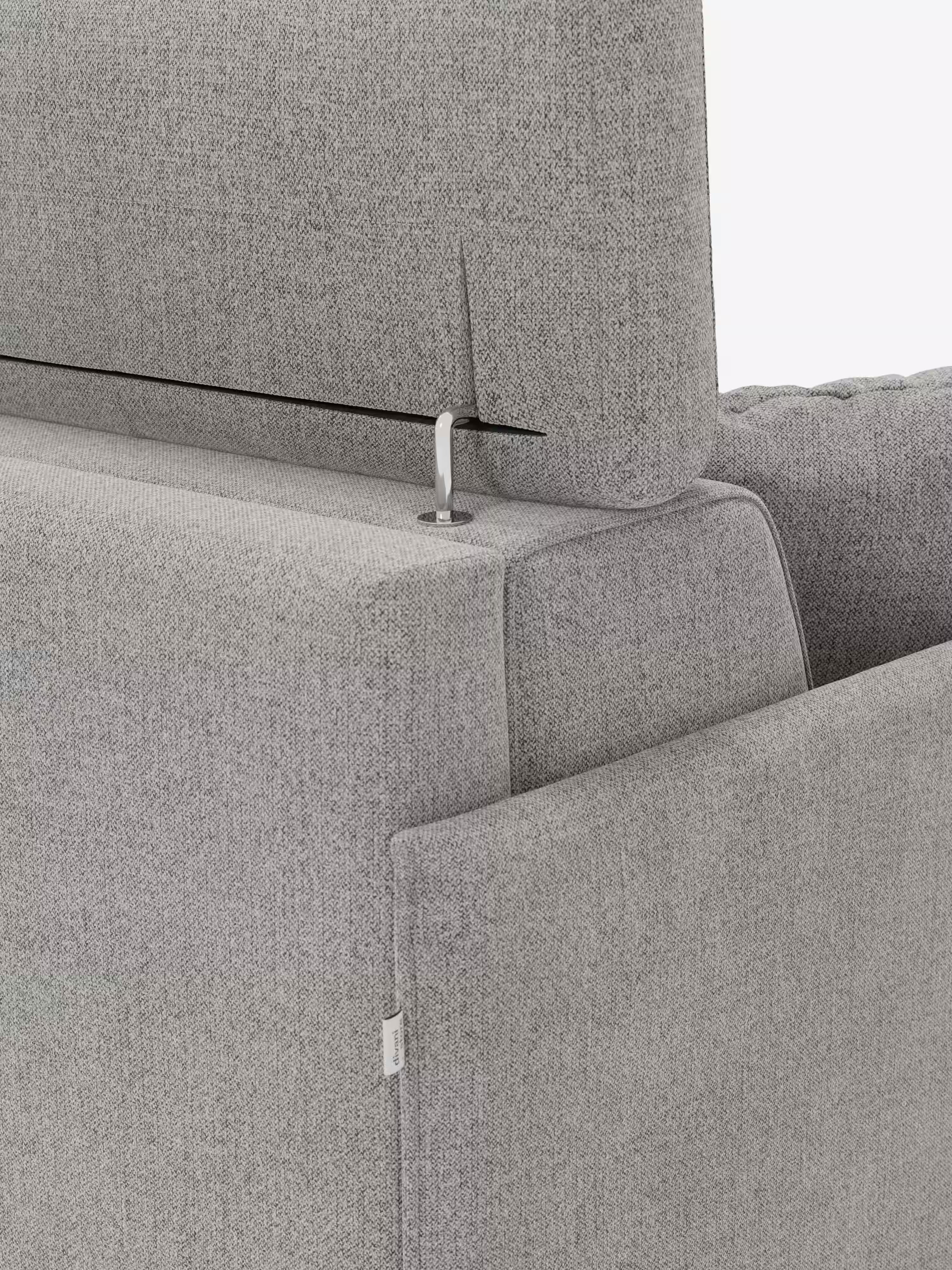 Sole Canapé d'angle convertible avec chaise longue avec coffre et têtières inclinables - tissu détachable T23