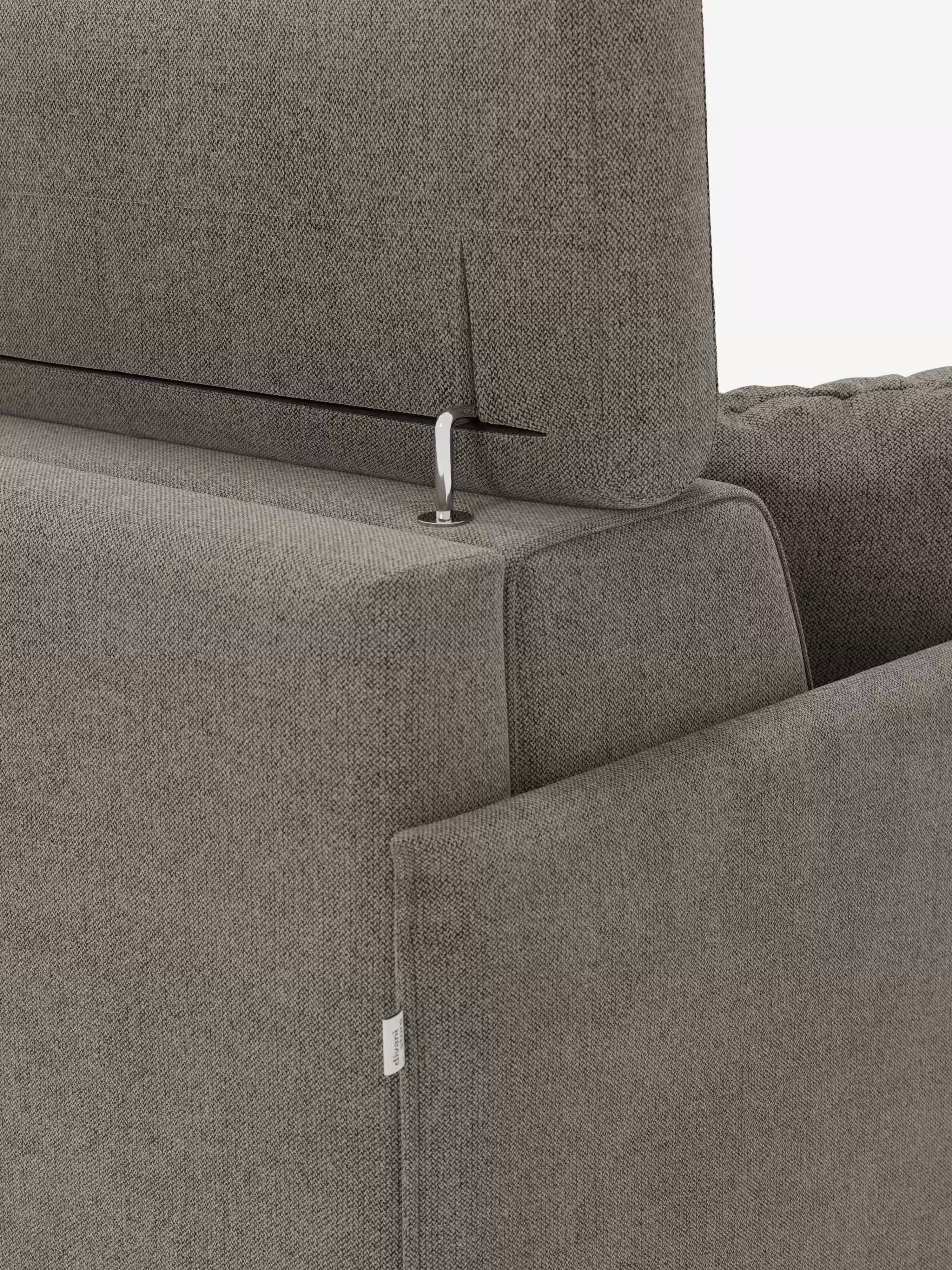 Sole Canapé d'angle convertible avec chaise longue avec coffre et têtières inclinables - tissu détachable T23