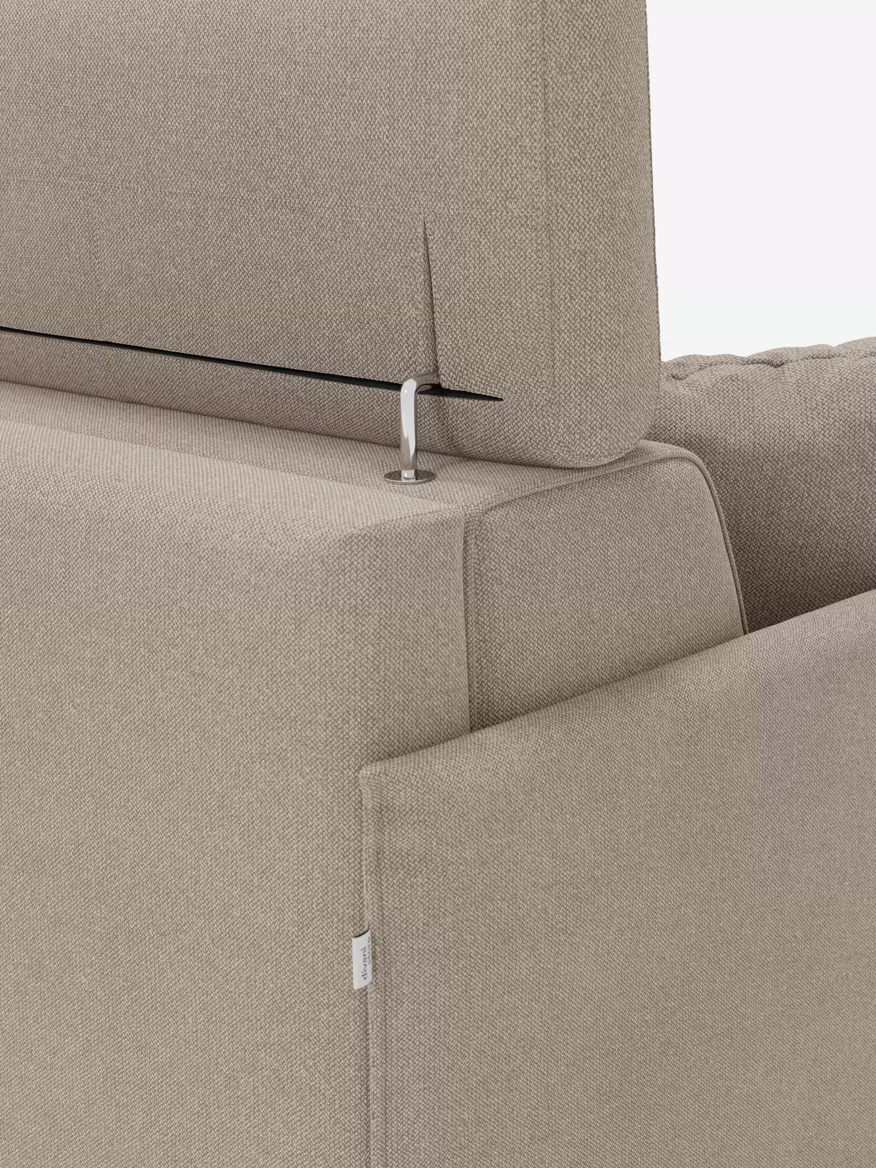 Sole Canapé d'angle convertible avec chaise longue avec coffre et têtières inclinables - tissu détachable T23