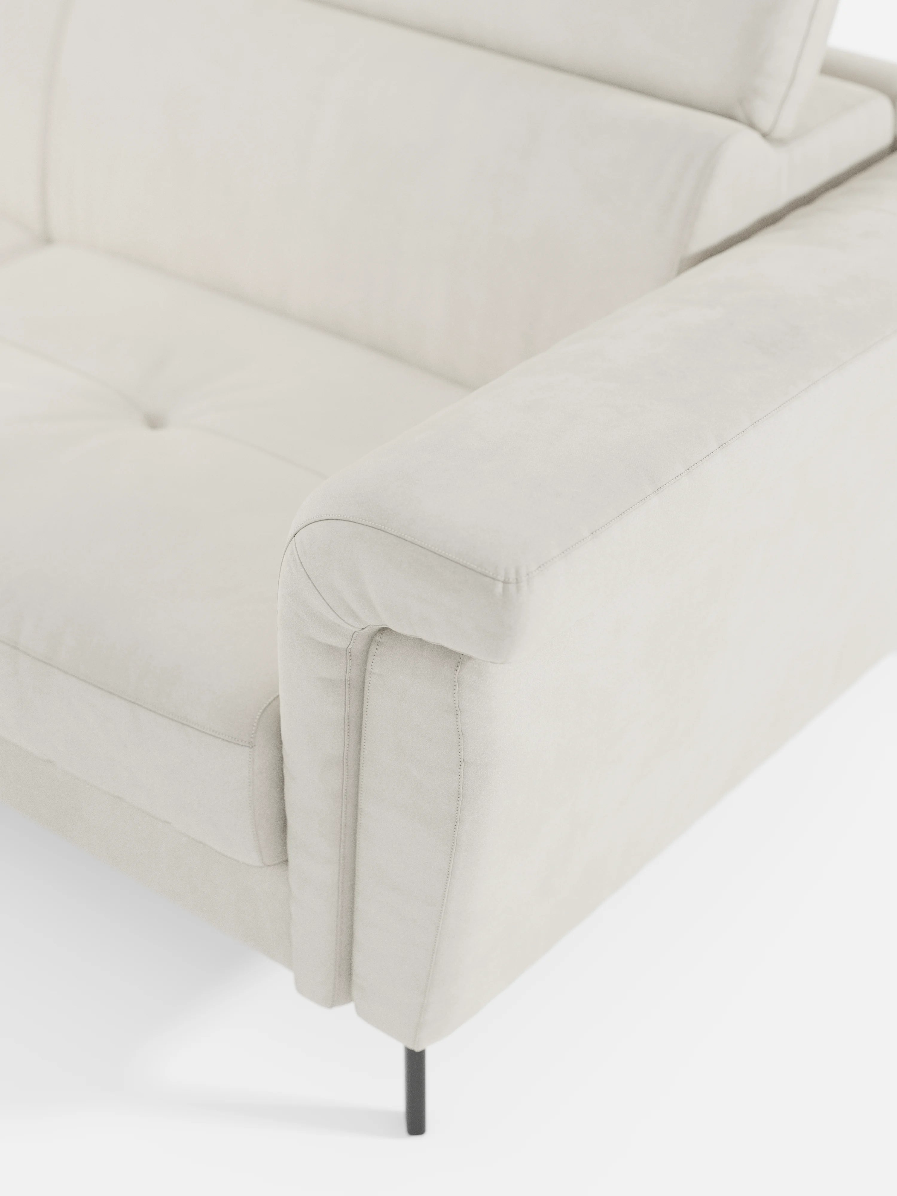 Capri canapé d'angle convertible avec Têtières Réglables et Matelas haute performance en Tissu Effet Velours Détachable T30