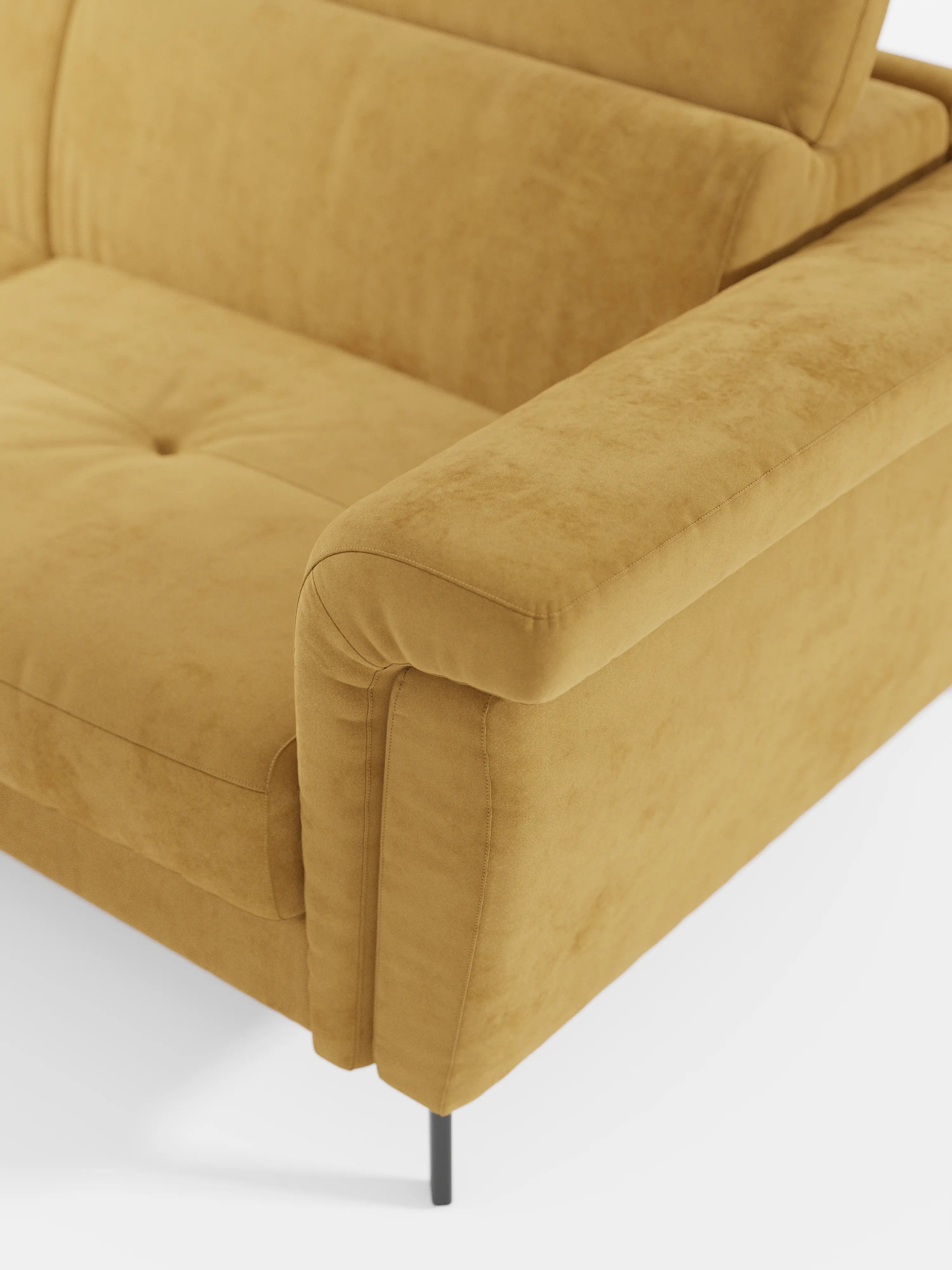 Capri canapé d'angle convertible avec Têtières Réglables et Matelas haute performance en Tissu Effet Velours Détachable T30