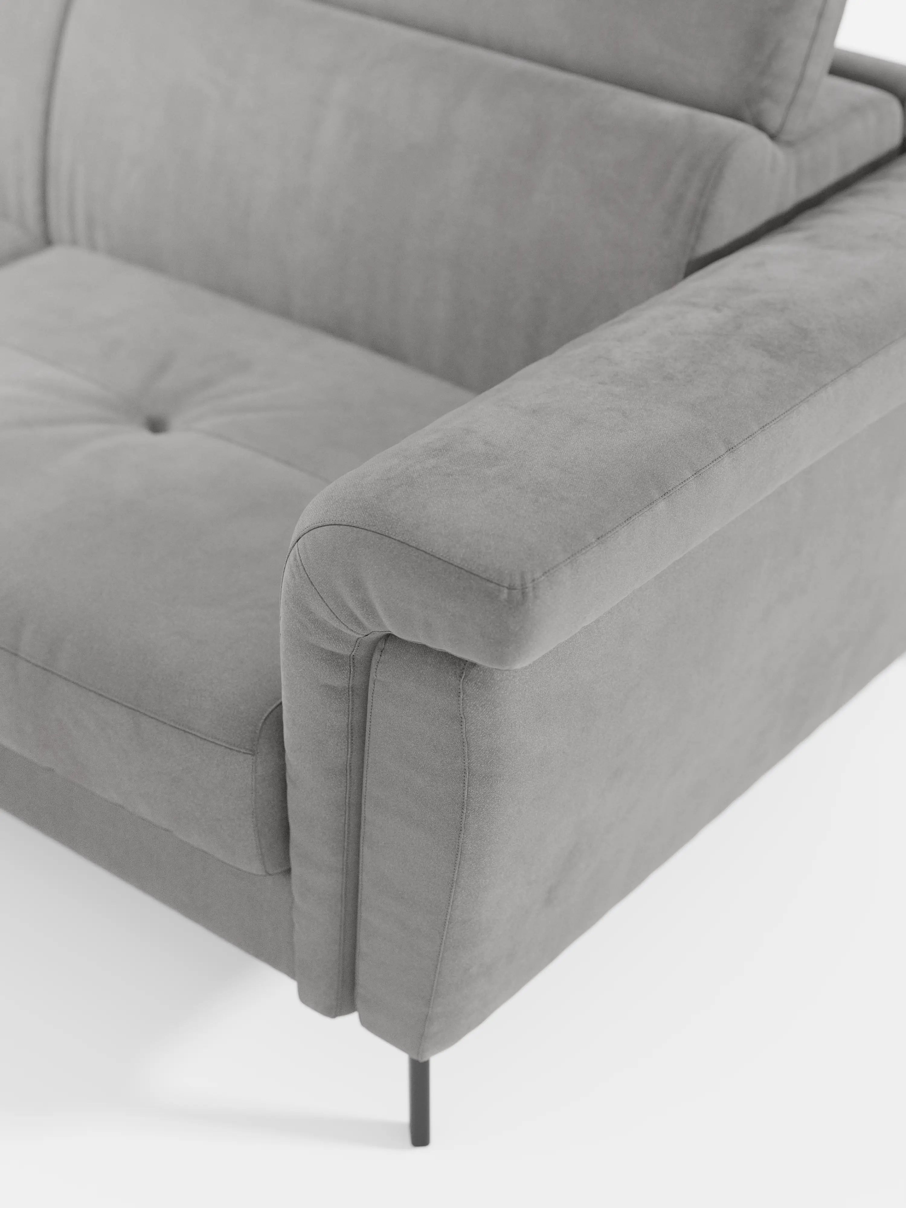 Capri canapé d'angle convertible avec Têtières Réglables et Matelas haute performance en Tissu Effet Velours Détachable T30