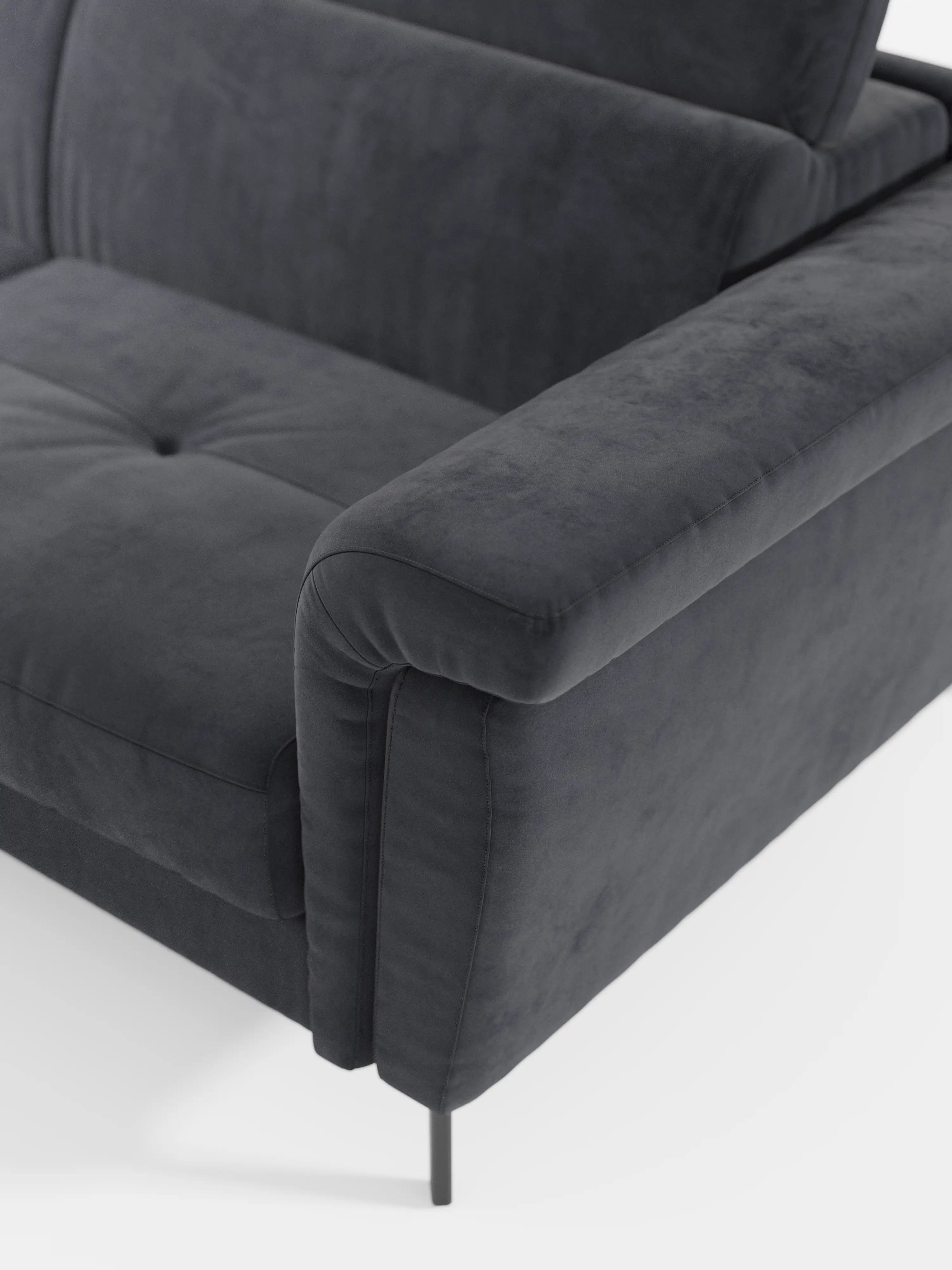 Capri canapé d'angle convertible avec Têtières Réglables et Matelas haute performance en Tissu Effet Velours Détachable T30