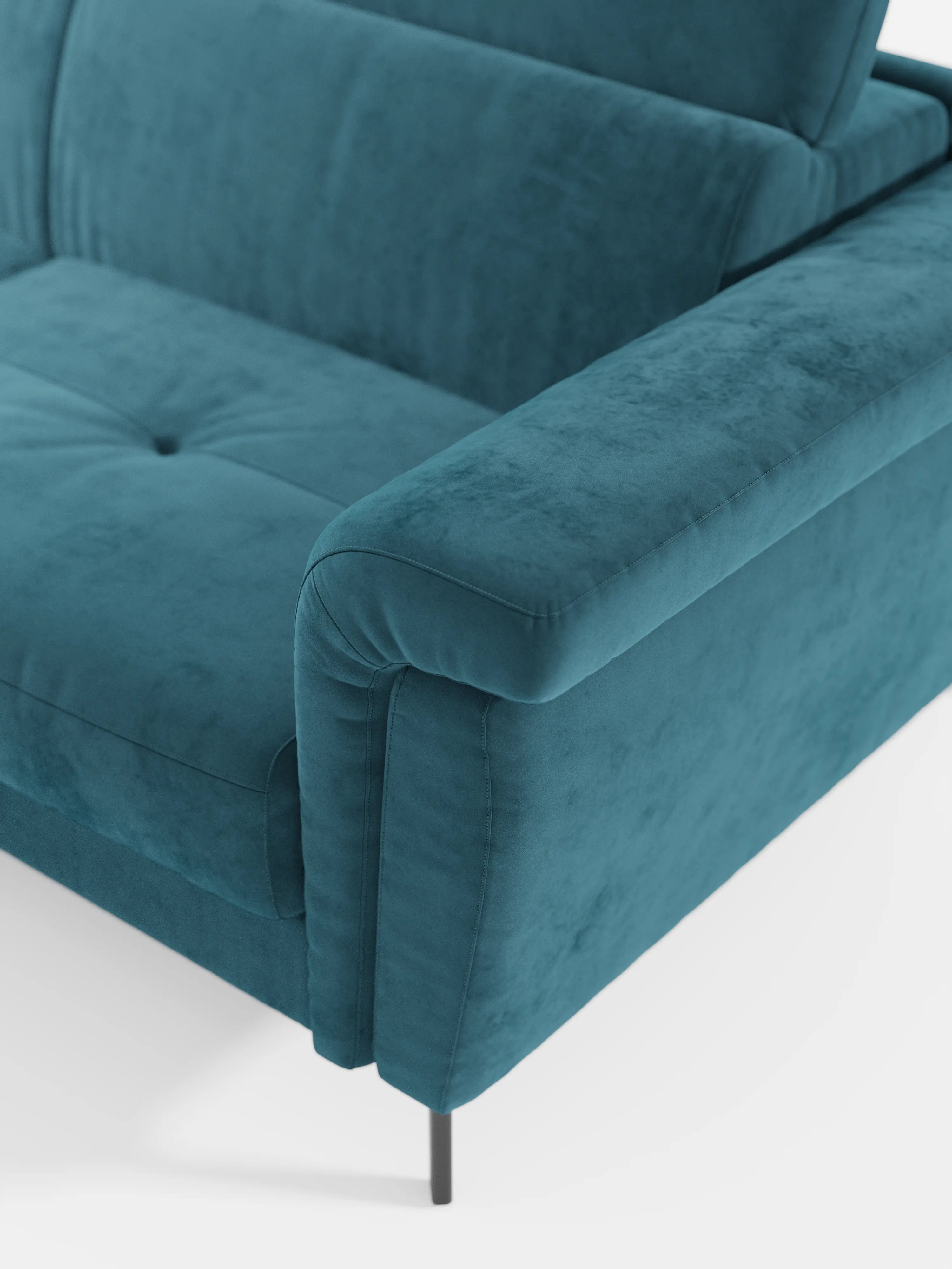 Capri canapé d'angle convertible avec Têtières Réglables et Matelas haute performance en Tissu Effet Velours Détachable T30