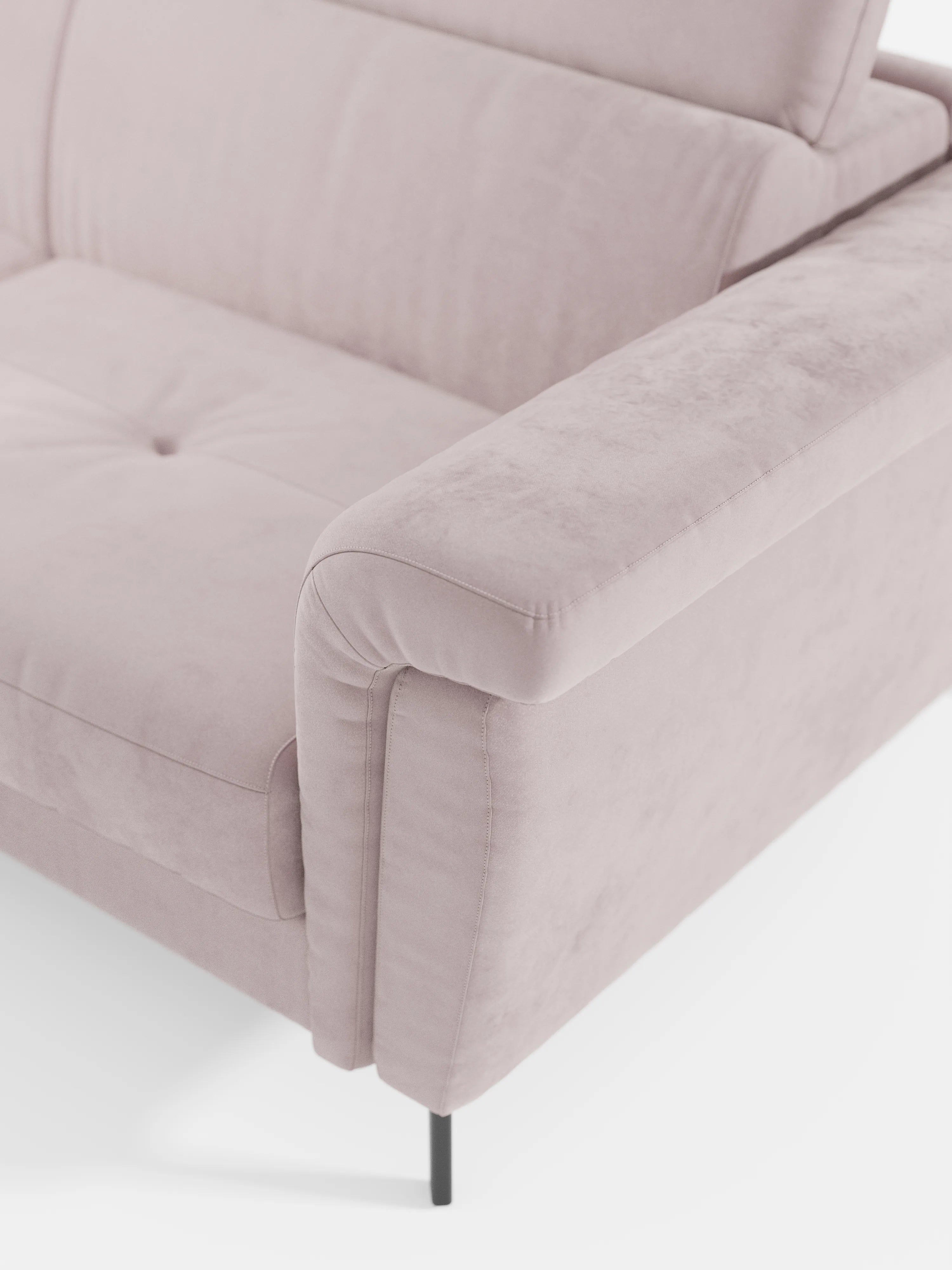 Capri canapé d'angle convertible avec Têtières Réglables et Matelas haute performance en Tissu Effet Velours Détachable T30