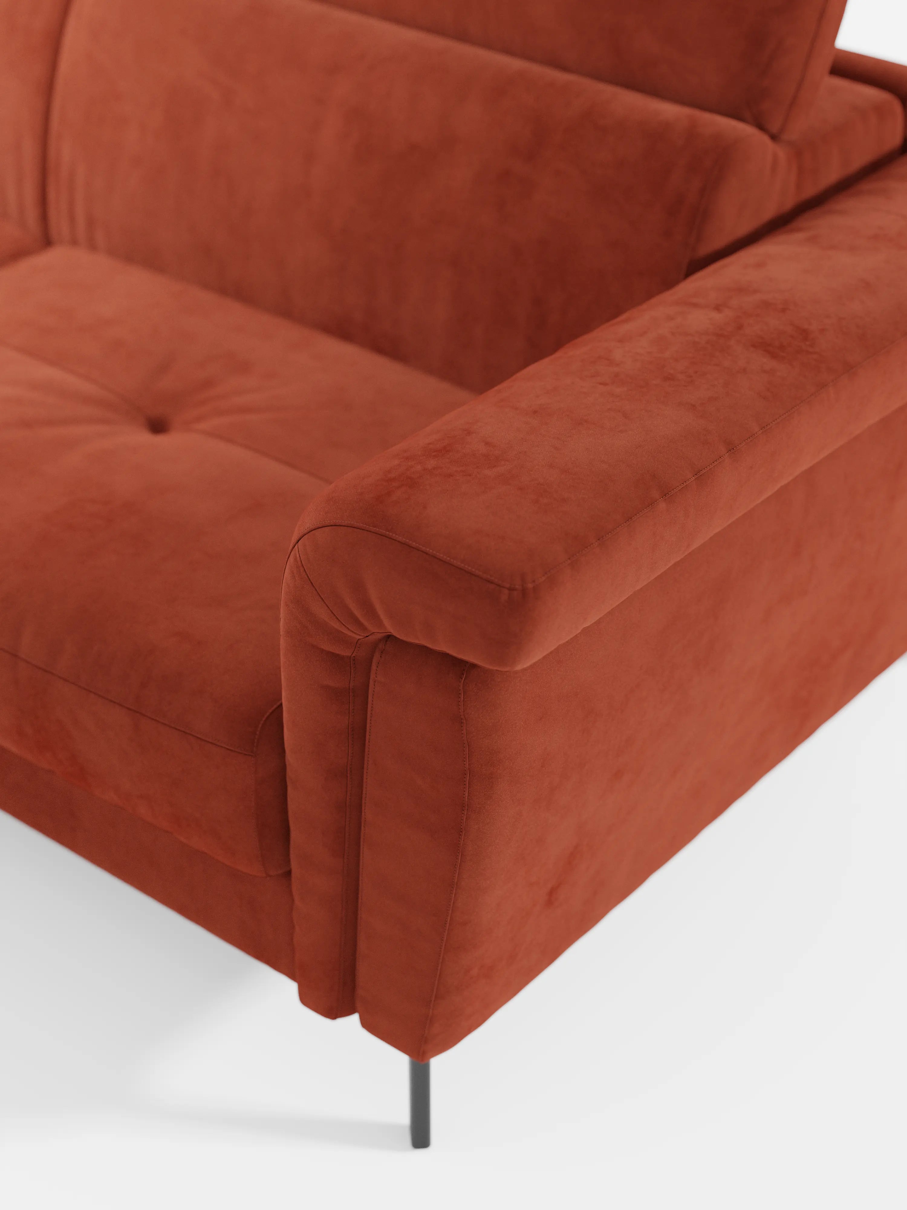 Capri canapé d'angle convertible avec Têtières Réglables et Matelas haute performance en Tissu Effet Velours Détachable T30
