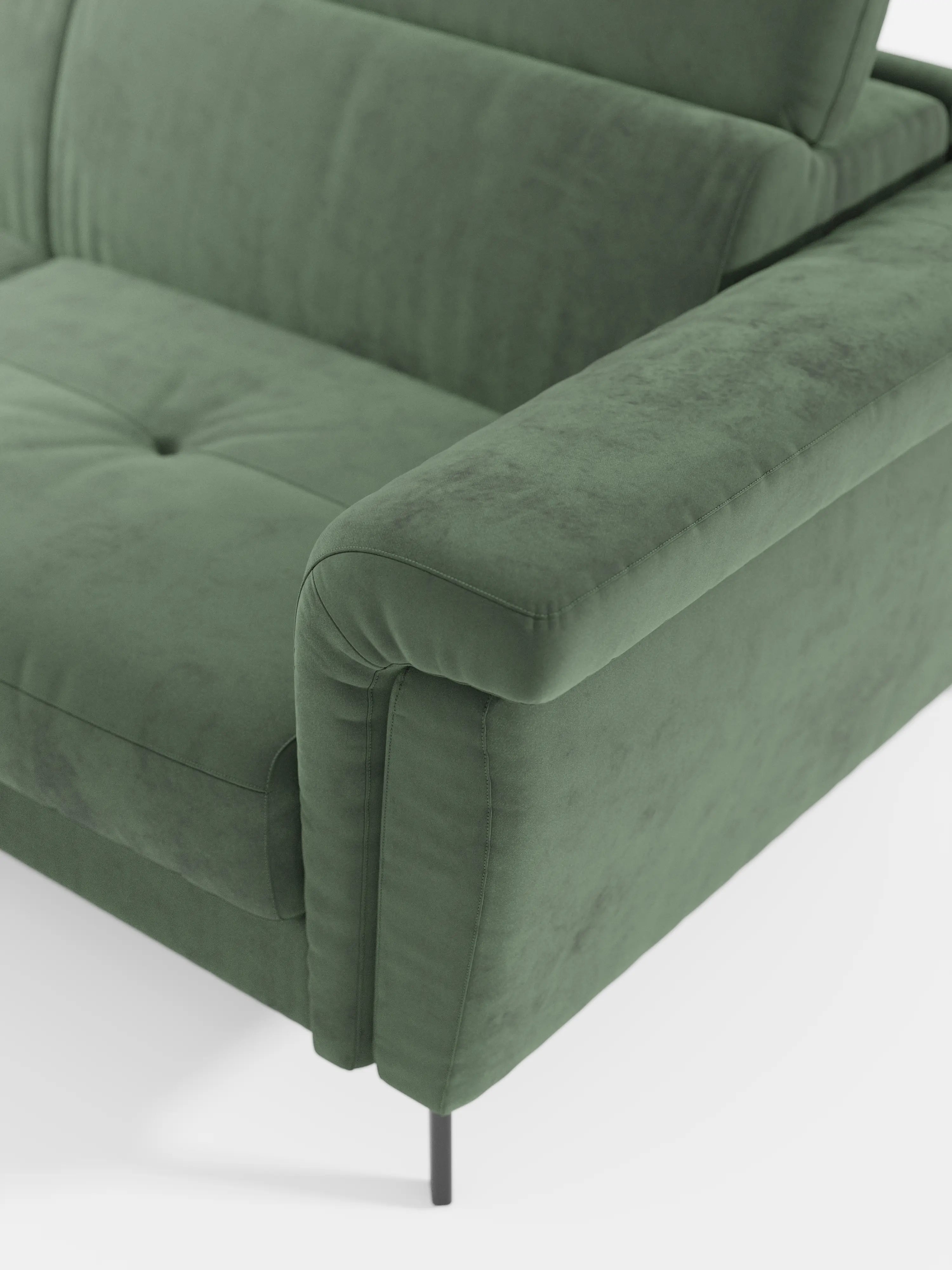 Capri canapé d'angle convertible avec Têtières Réglables et Matelas haute performance en Tissu Effet Velours Détachable T30