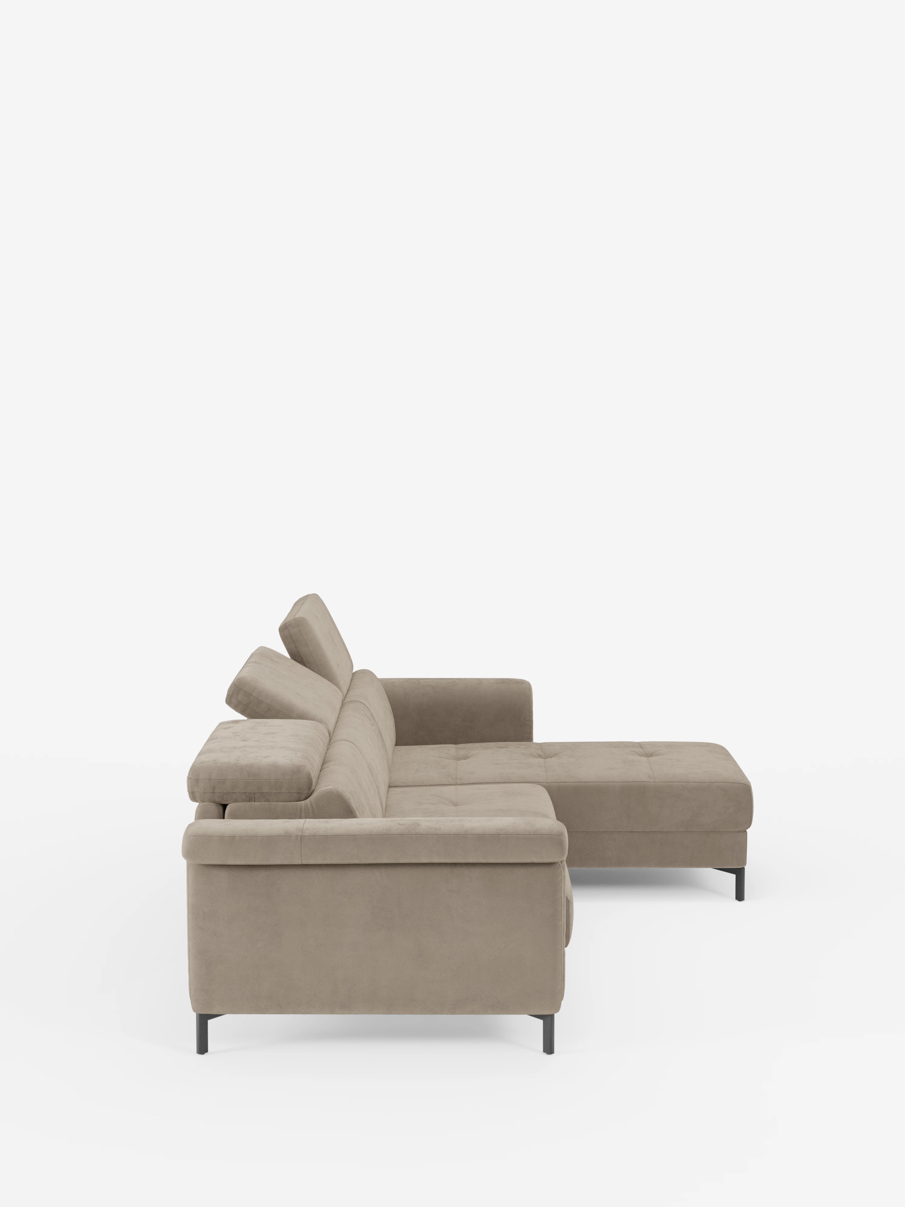 Capri canapé convertible avec méridienne coffre et têtières réglables - Tissu Effet Velours Détachable T30