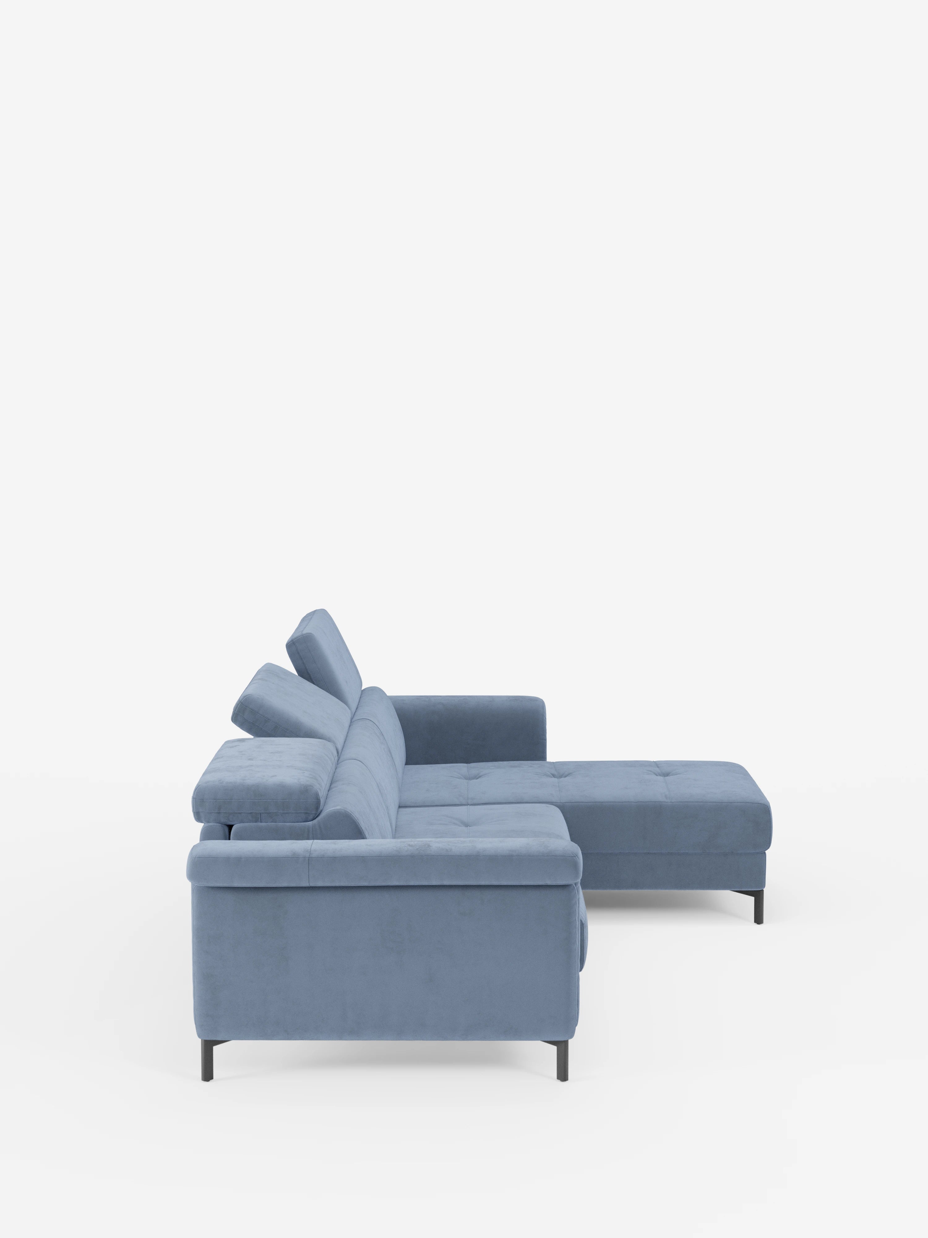Capri canapé convertible avec méridienne coffre et têtières réglables - Tissu Effet Velours Détachable T30