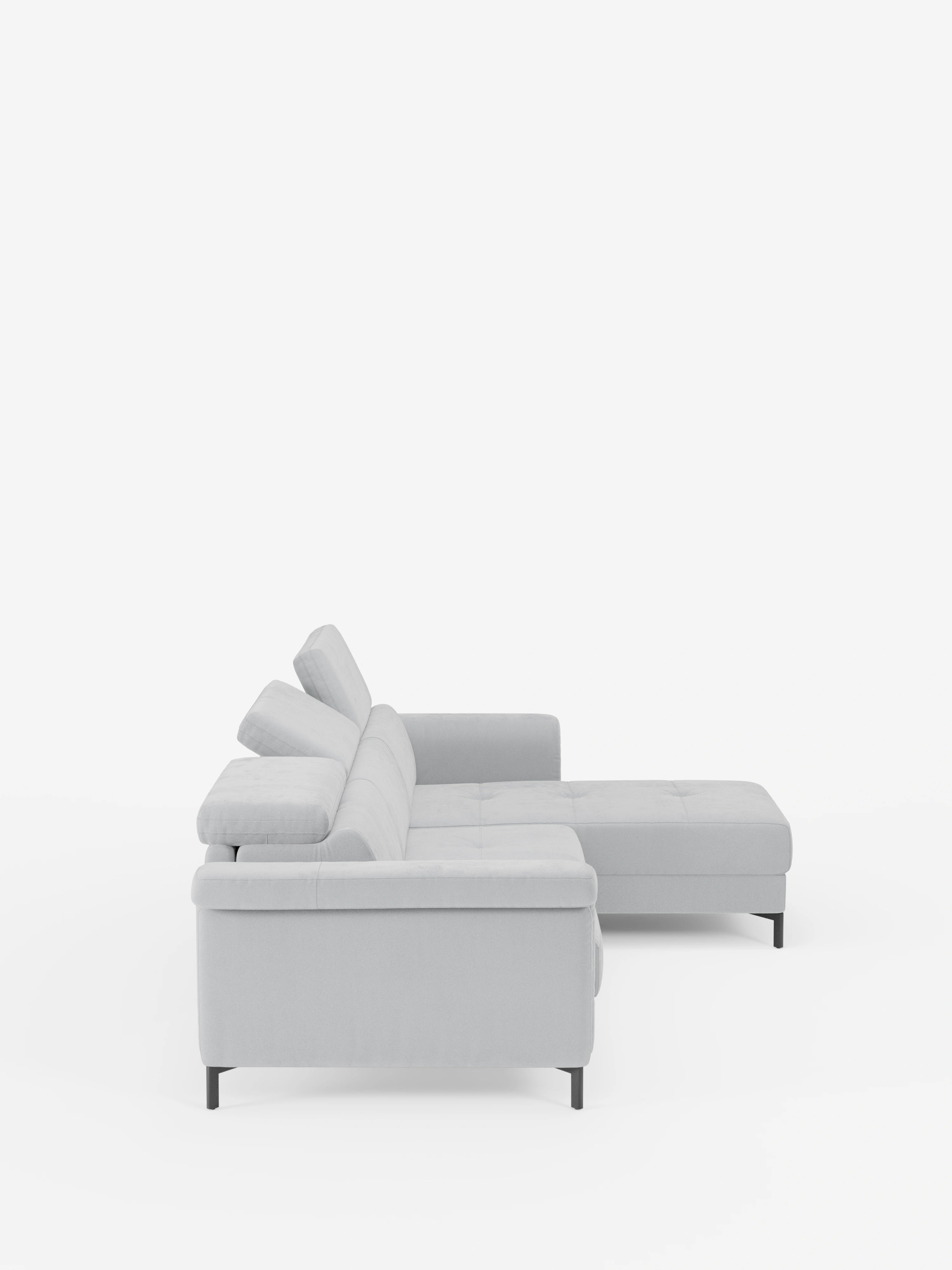 Capri canapé convertible avec méridienne coffre et têtières réglables - Tissu Effet Velours Détachable T30