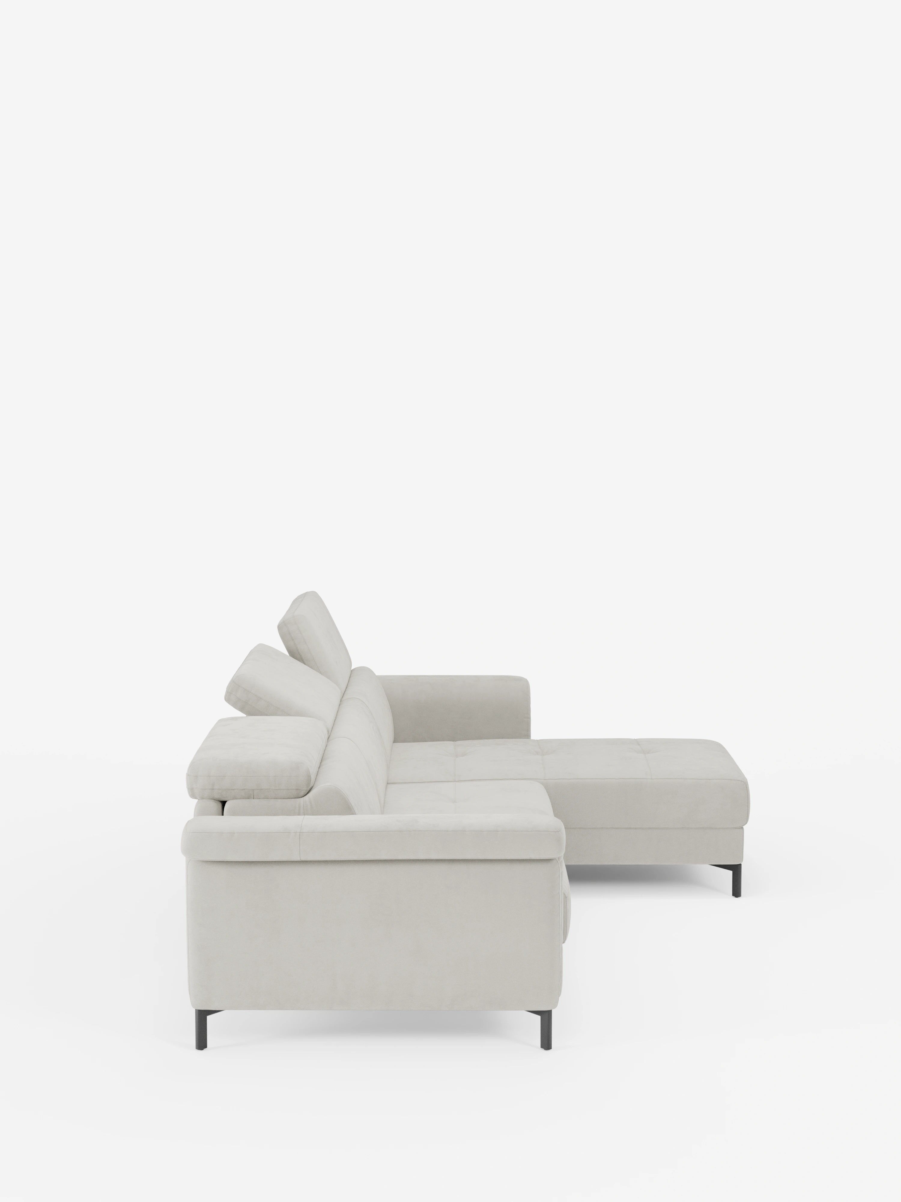 Capri canapé convertible avec méridienne coffre et têtières réglables - Tissu Effet Velours Détachable T30