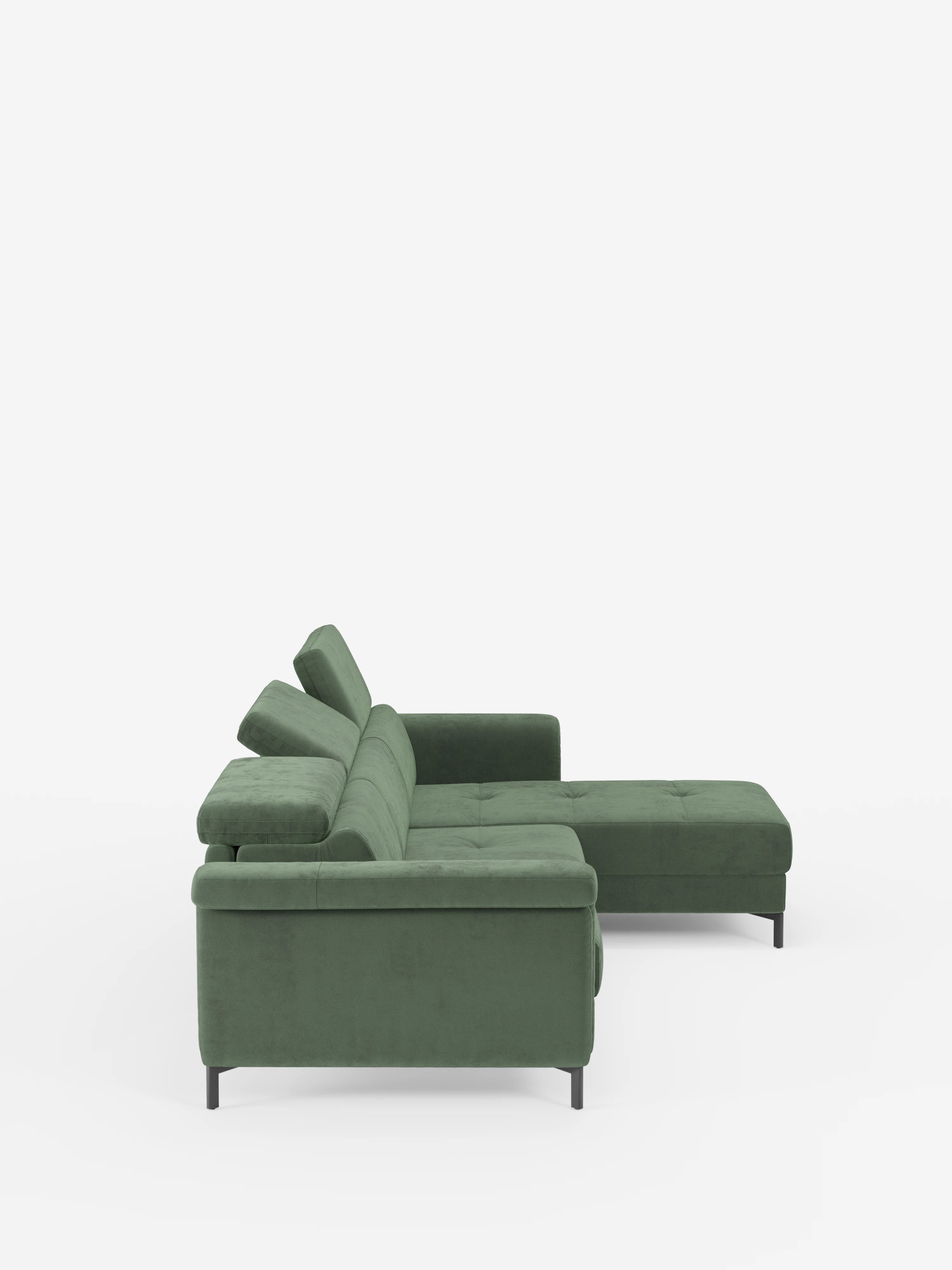 Capri canapé convertible avec méridienne coffre et têtières réglables - Tissu Effet Velours Détachable T30