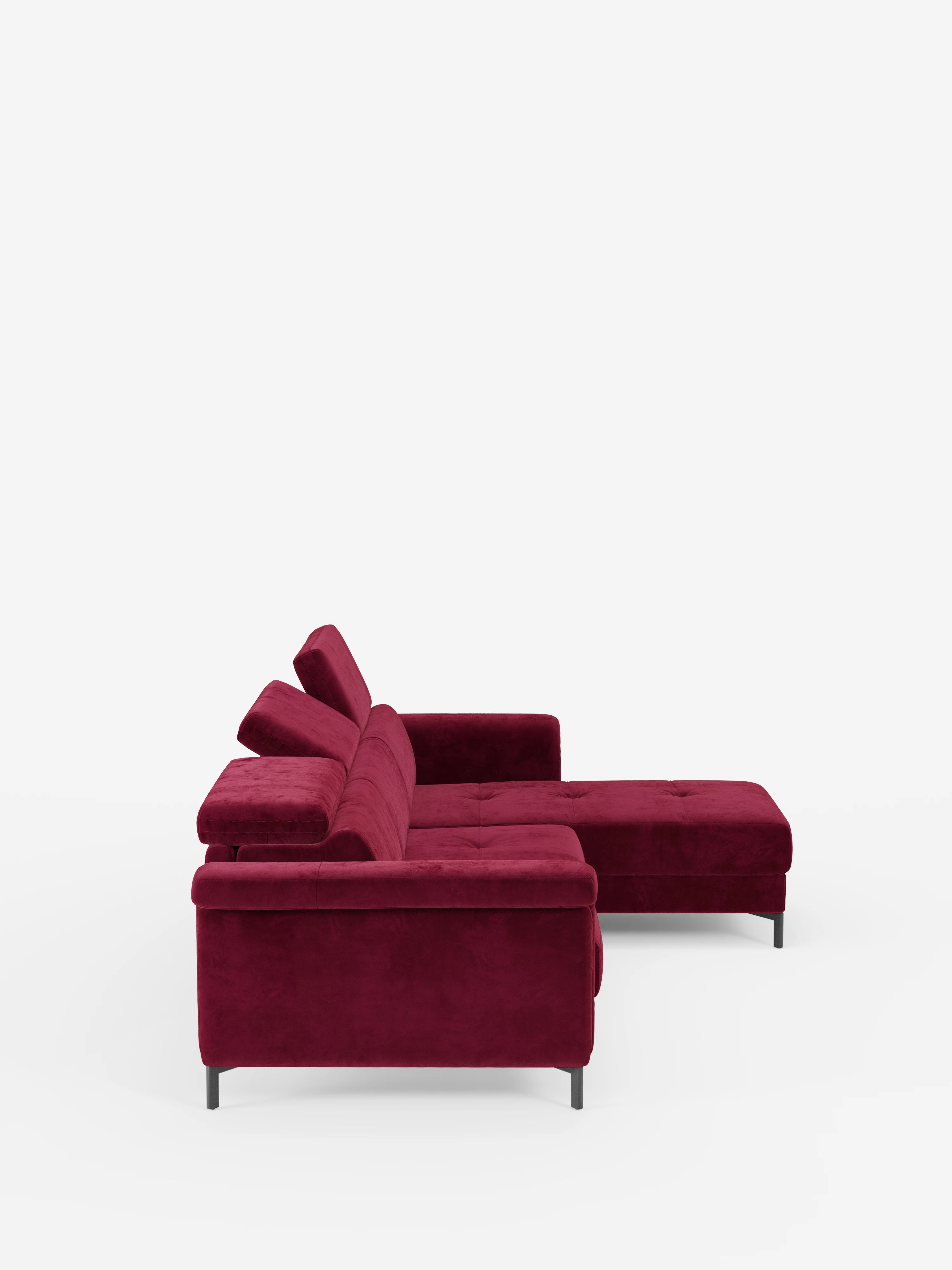 Capri canapé convertible avec méridienne coffre et têtières réglables - Tissu Effet Velours Détachable T30