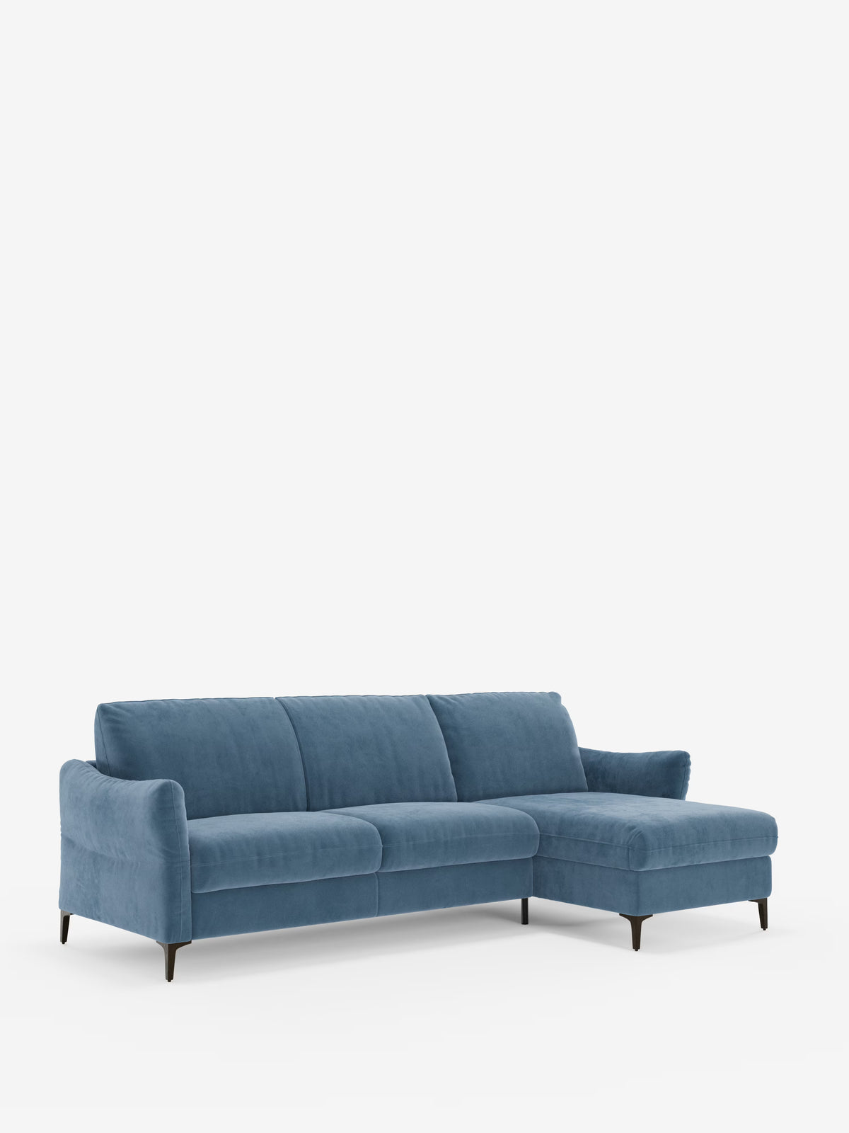 Dalia canapé-lit avec méridienne coffre de rangement et matelas de 18 cm de hauteur - pieds hauts et tissu anti-taches T30