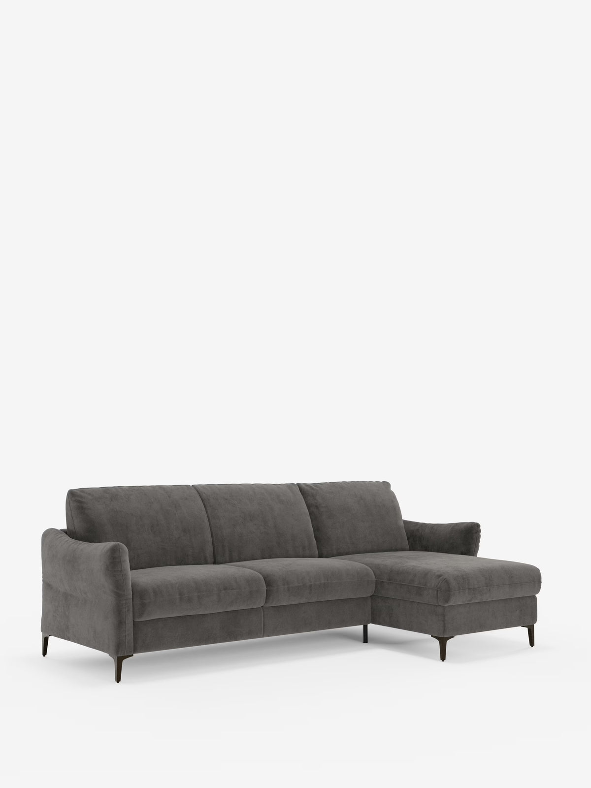 Dalia canapé-lit avec méridienne coffre de rangement et matelas de 18 cm de hauteur - pieds hauts et tissu anti-taches T30