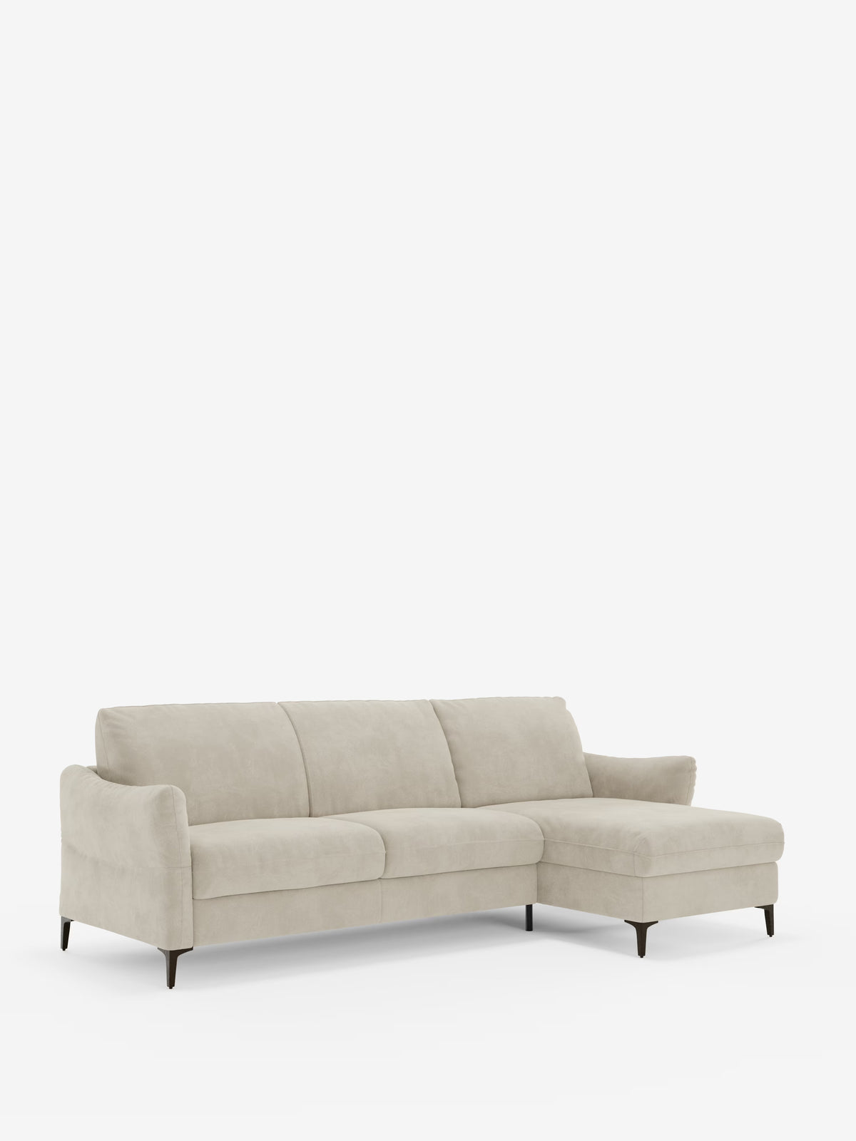 Dalia canapé-lit avec méridienne coffre de rangement et matelas de 18 cm de hauteur - pieds hauts et tissu anti-taches T30