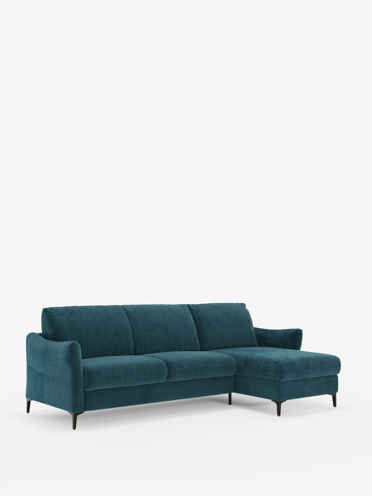 Dalia canapé-lit avec méridienne coffre de rangement et matelas de 18 cm de hauteur - pieds hauts et tissu anti-taches T30