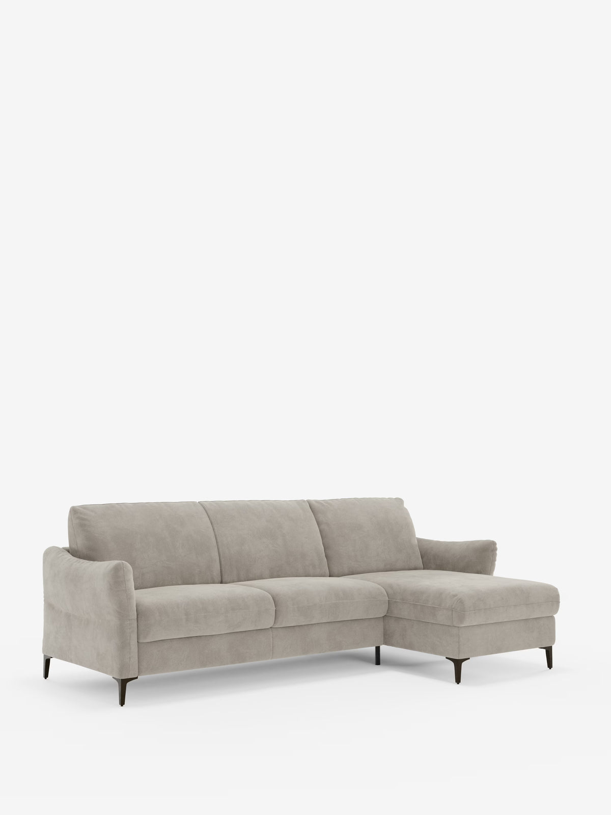 Dalia canapé-lit avec méridienne coffre de rangement et matelas de 18 cm de hauteur - pieds hauts et tissu anti-taches T30
