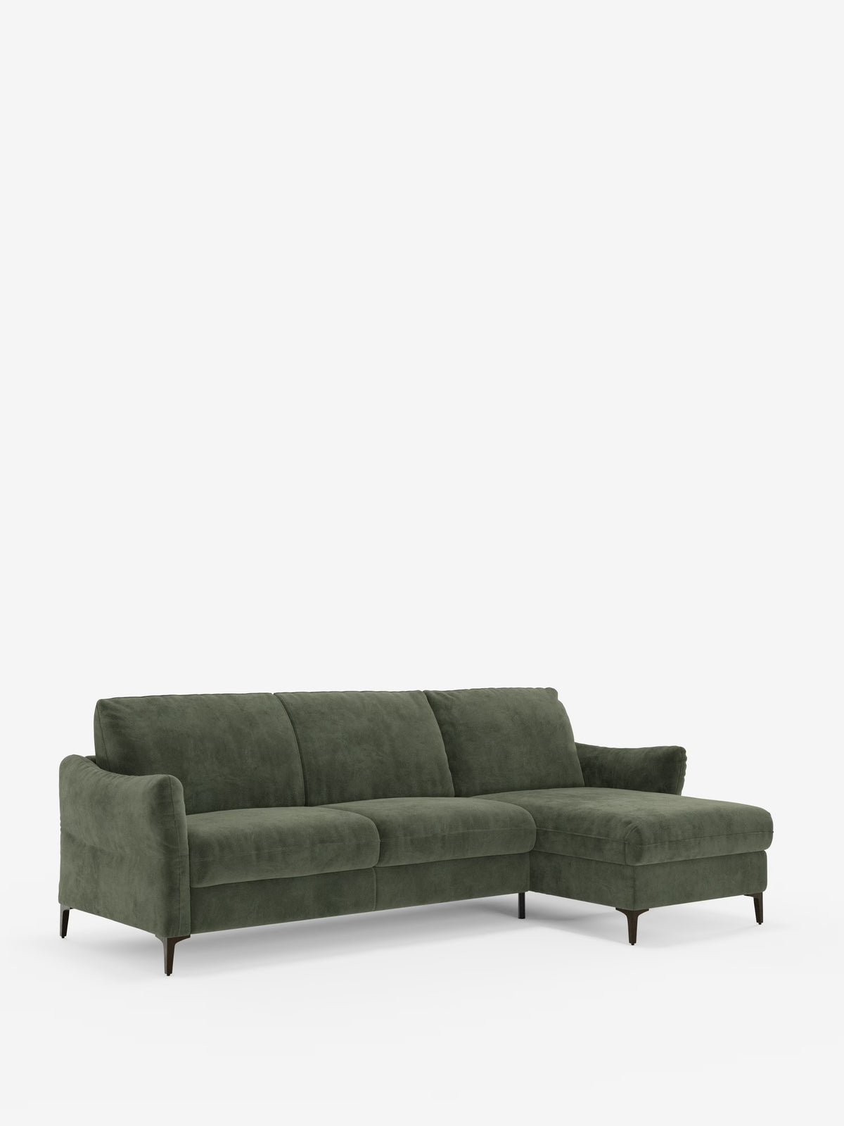 Dalia canapé-lit avec méridienne coffre de rangement et matelas de 18 cm de hauteur - pieds hauts et tissu anti-taches T30