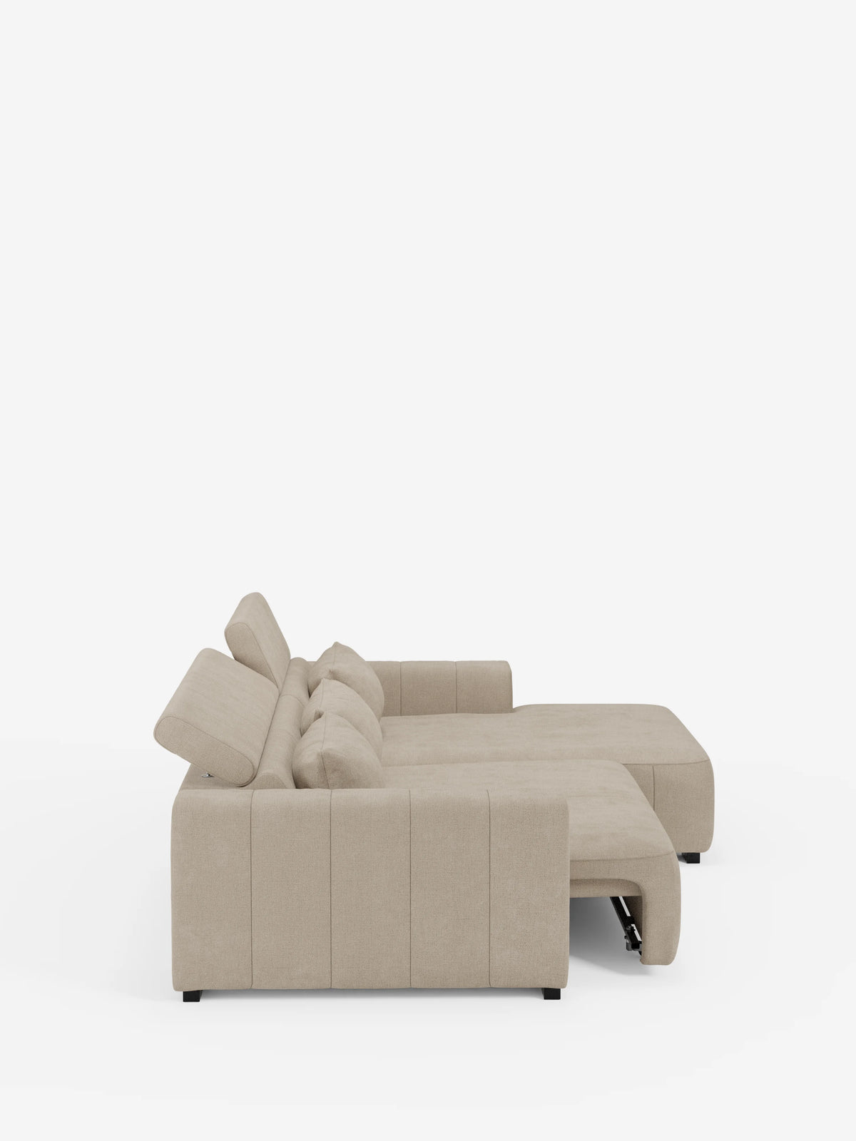 Doric Canapé d’angle avec méridienne et assises extensibles avec relax électrique - appuie-têtes inclinables en tissu anti-taches T23