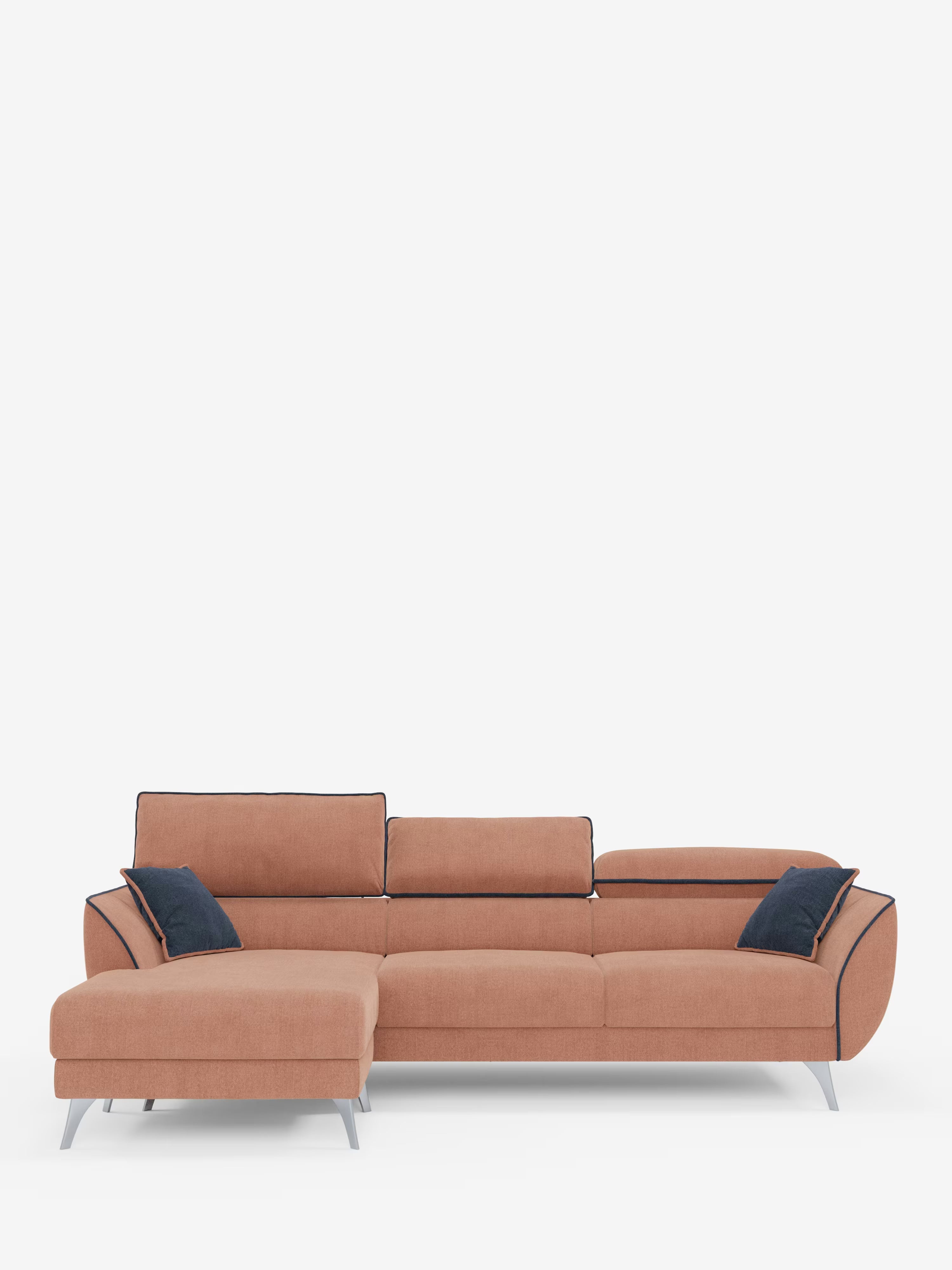 Michelangelo Canapé d'angle bicolore avec chaise longue et assises coulissantes - têtières réglables en tissu détachabale T23