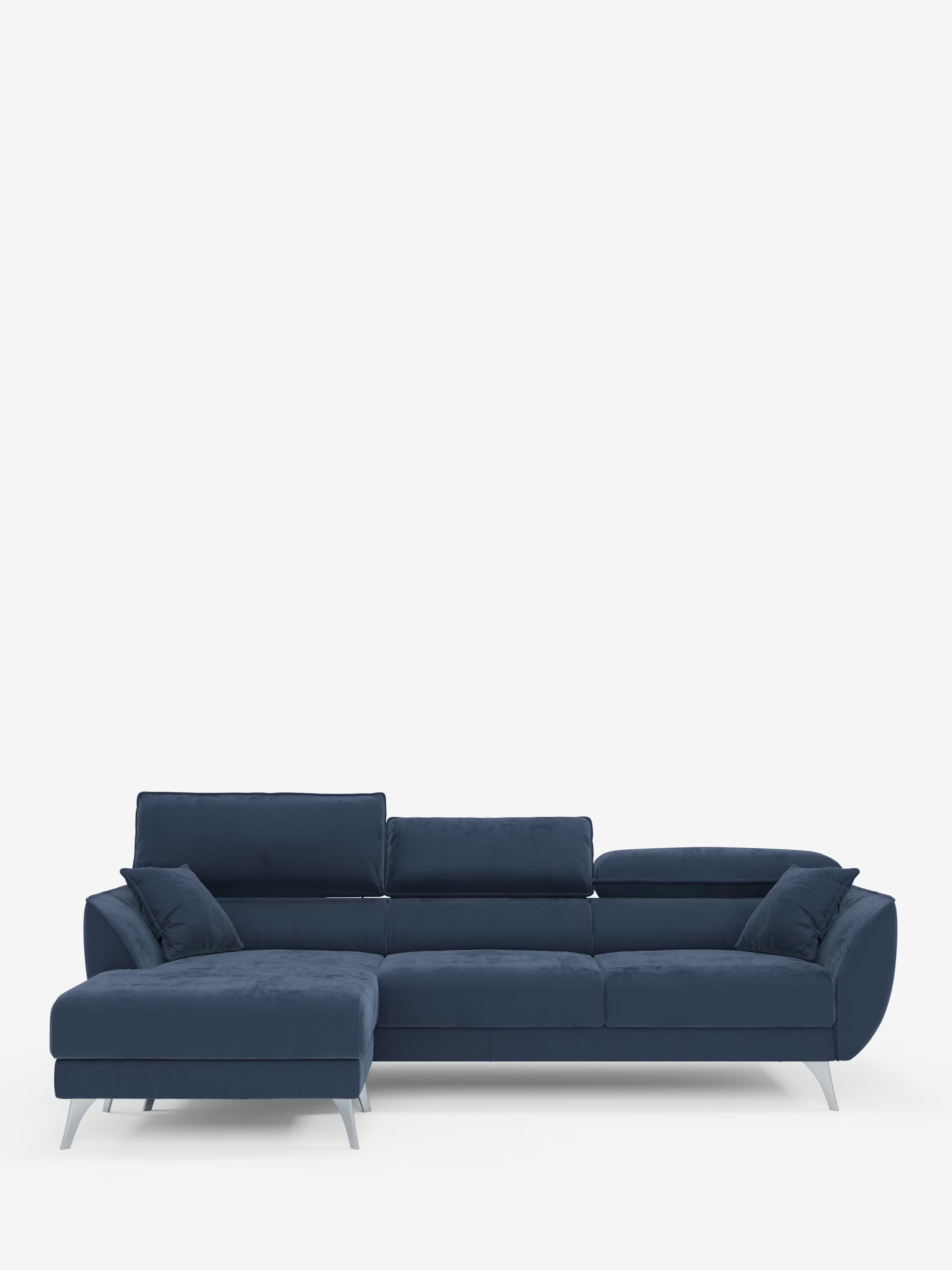 Michelangelo Canapé d'angle avec chaise longue et assises coulissantes - têtières réglables en tissu raffiné détachable effet velouté T30