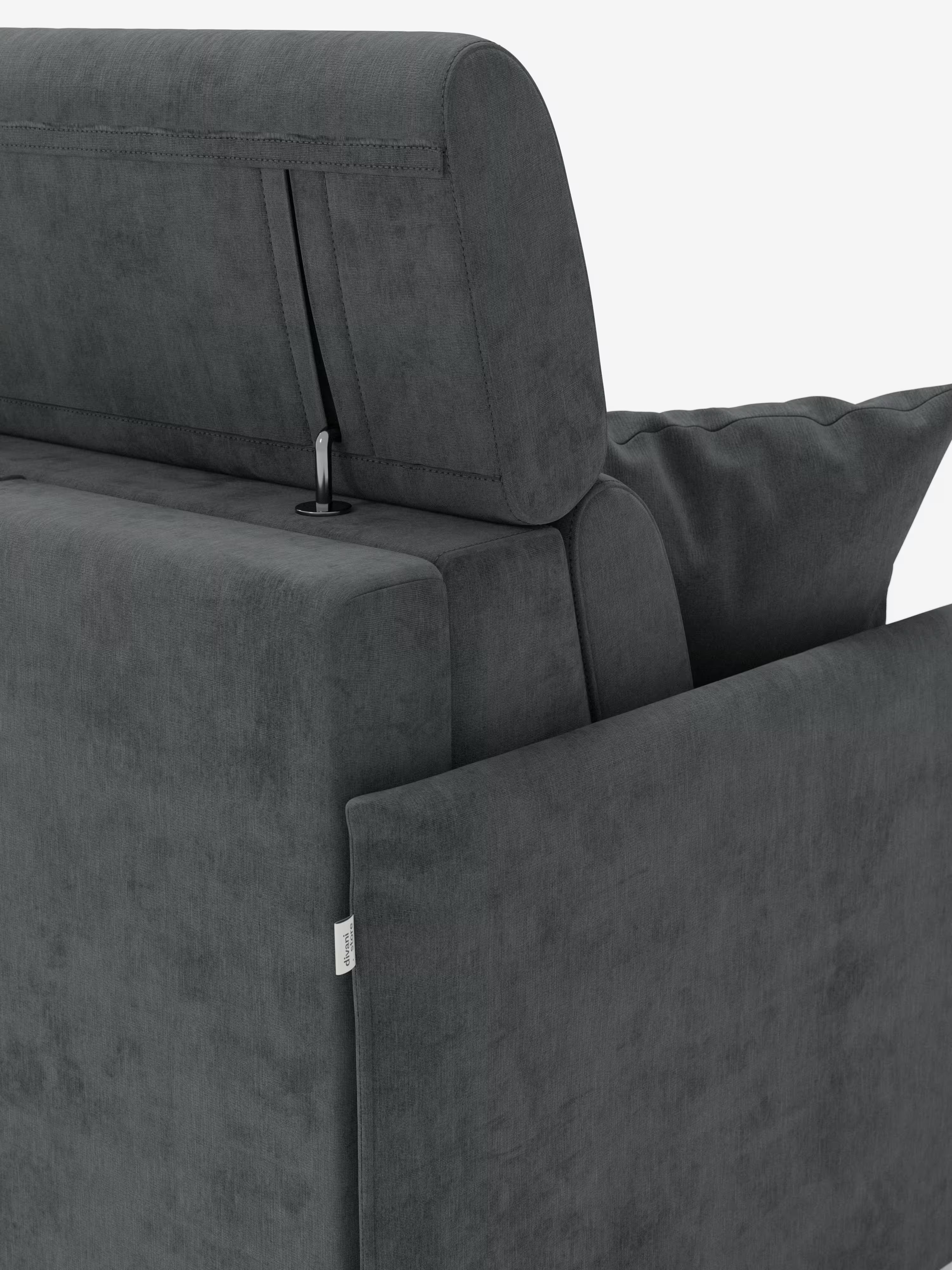 Miryam canapé convertible d'angle compact - têtières inclinables et méridienne coffre en tissu détachable T31
