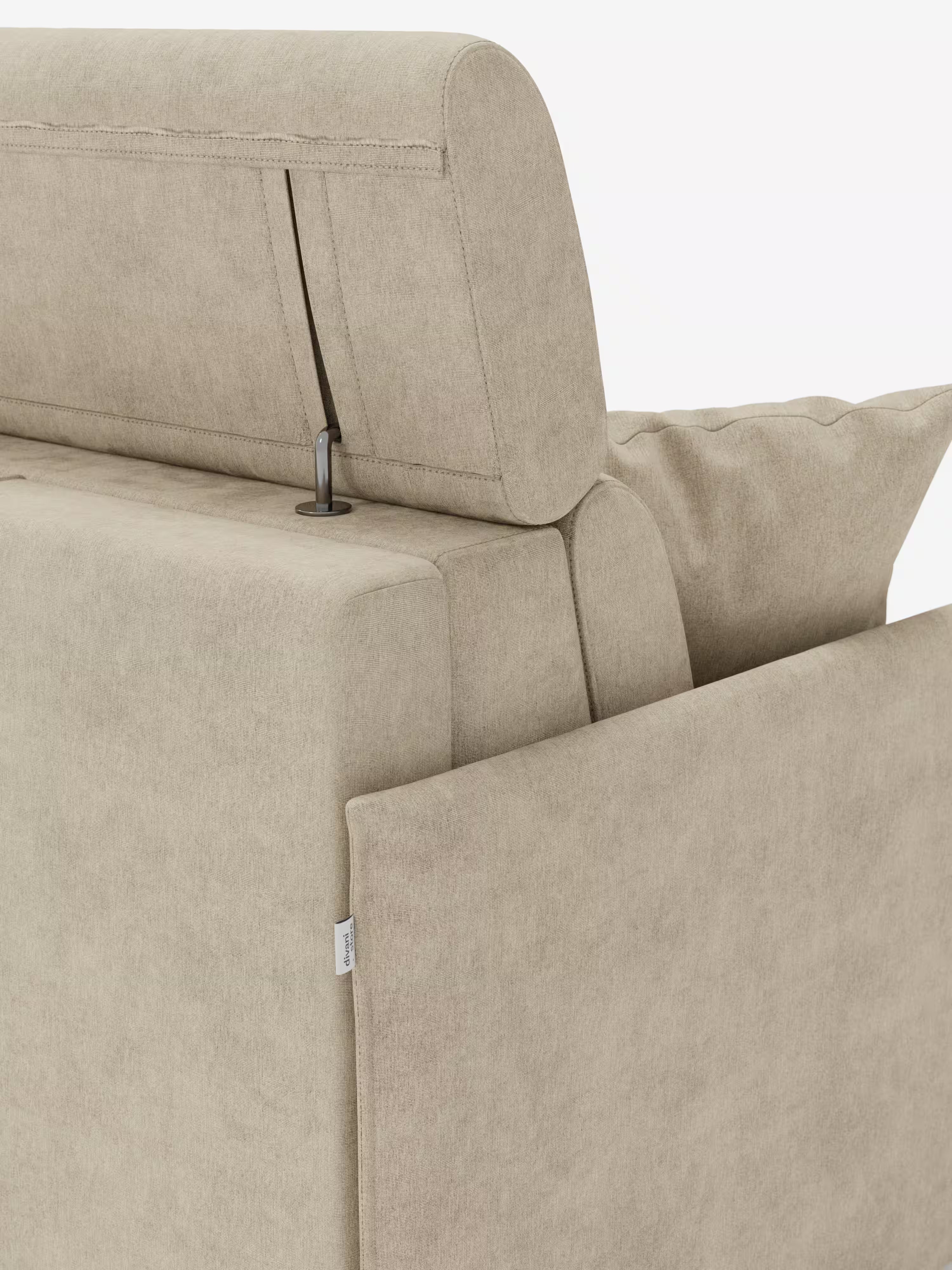 Miryam canapé convertible d'angle compact - têtières inclinables et méridienne coffre en tissu détachable T31