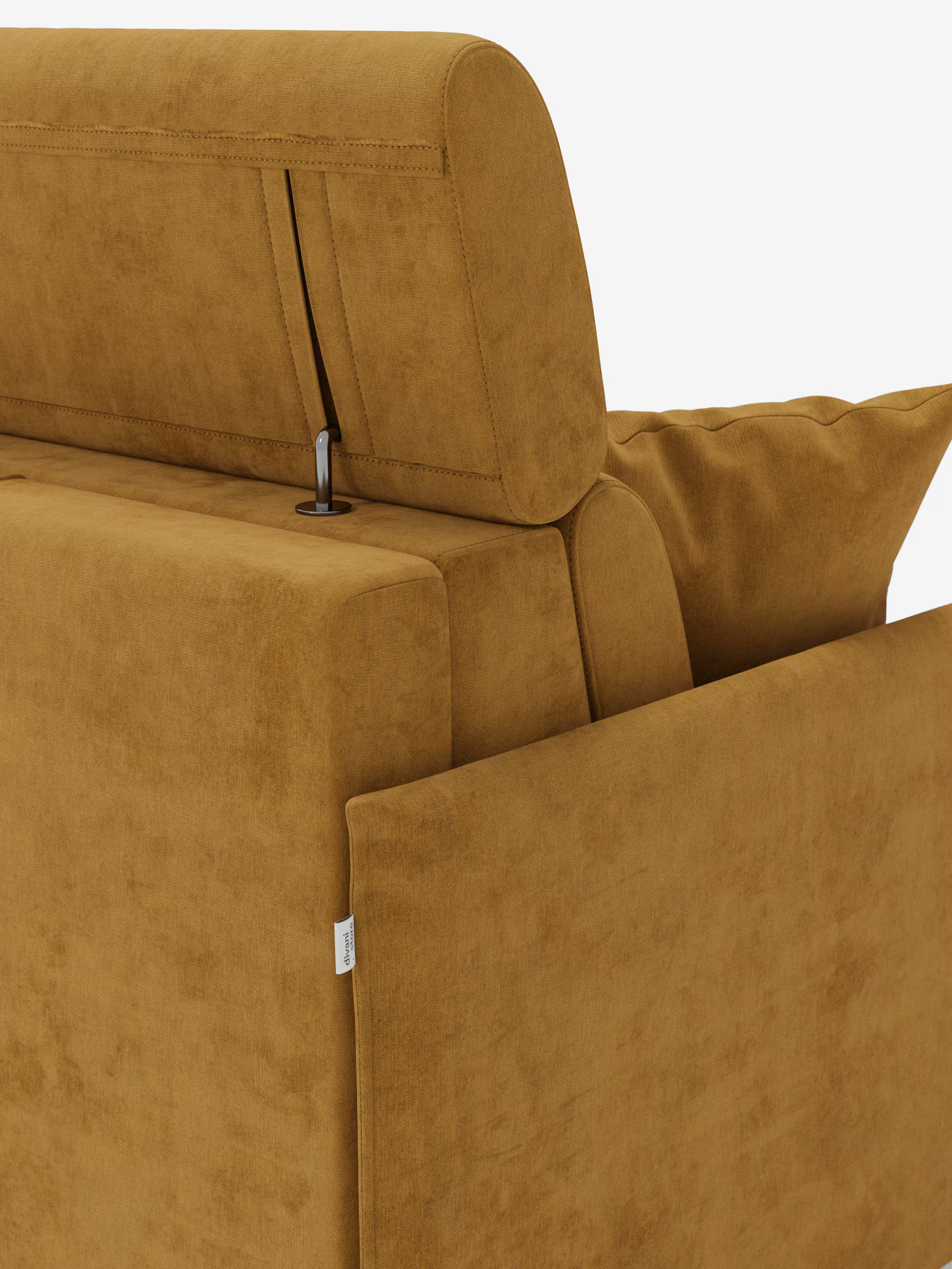 Miryam canapé convertible d'angle compact - têtières inclinables et méridienne coffre en tissu détachable T31