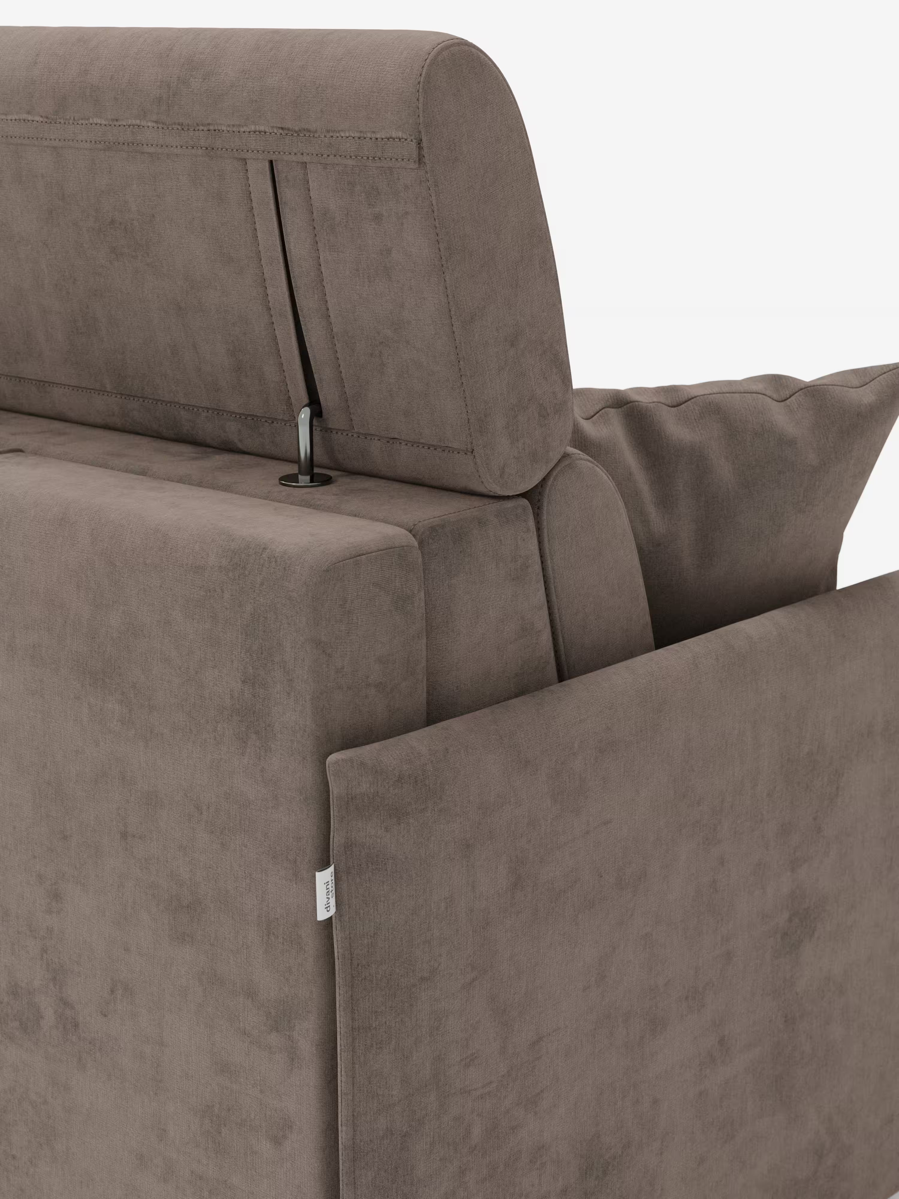 Miryam canapé convertible d'angle compact - têtières inclinables et méridienne coffre en tissu détachable T31
