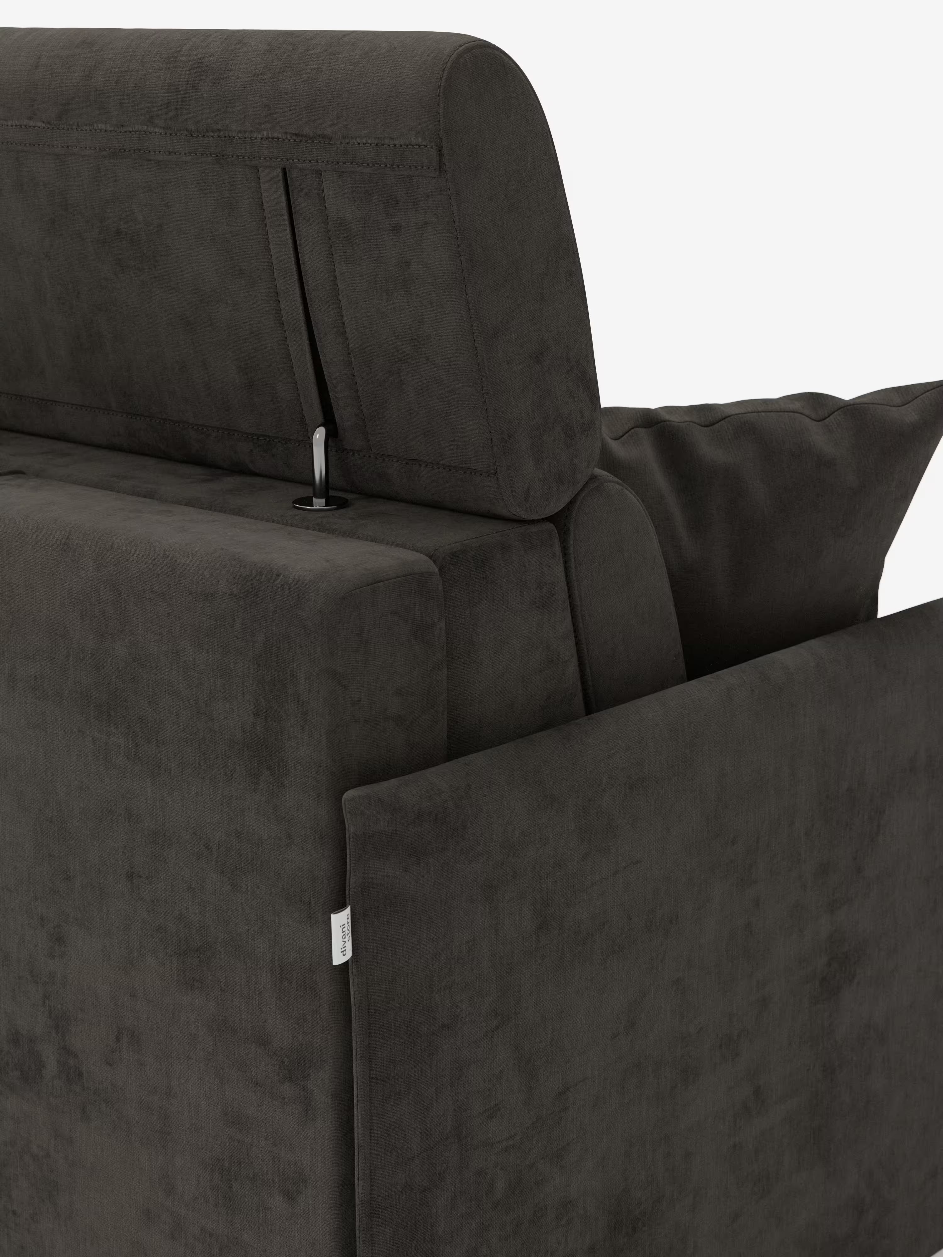 Miryam canapé convertible d'angle compact - têtières inclinables et méridienne coffre en tissu détachable T31