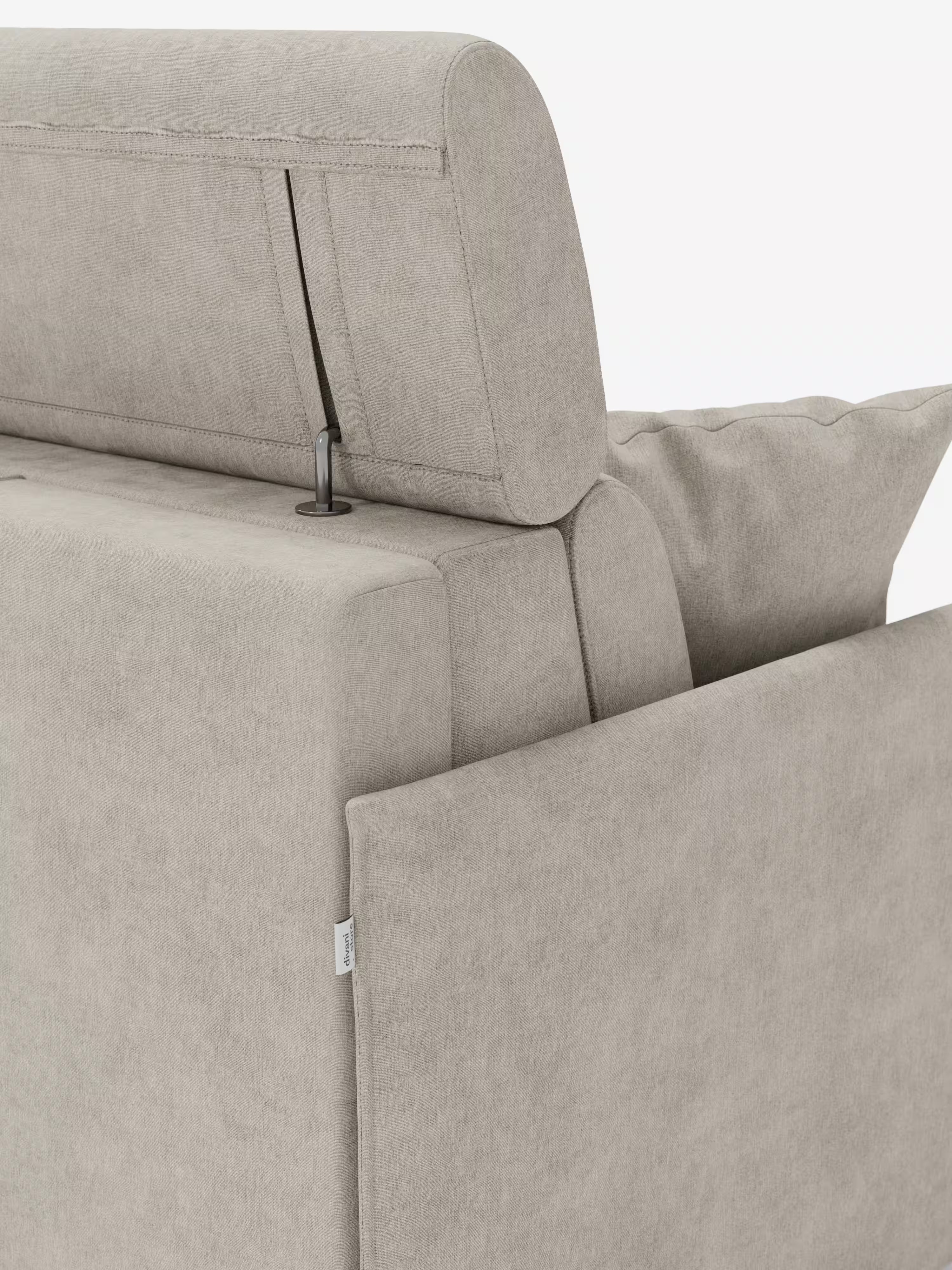 Miryam canapé convertible d'angle compact - têtières inclinables et méridienne coffre en tissu détachable T31