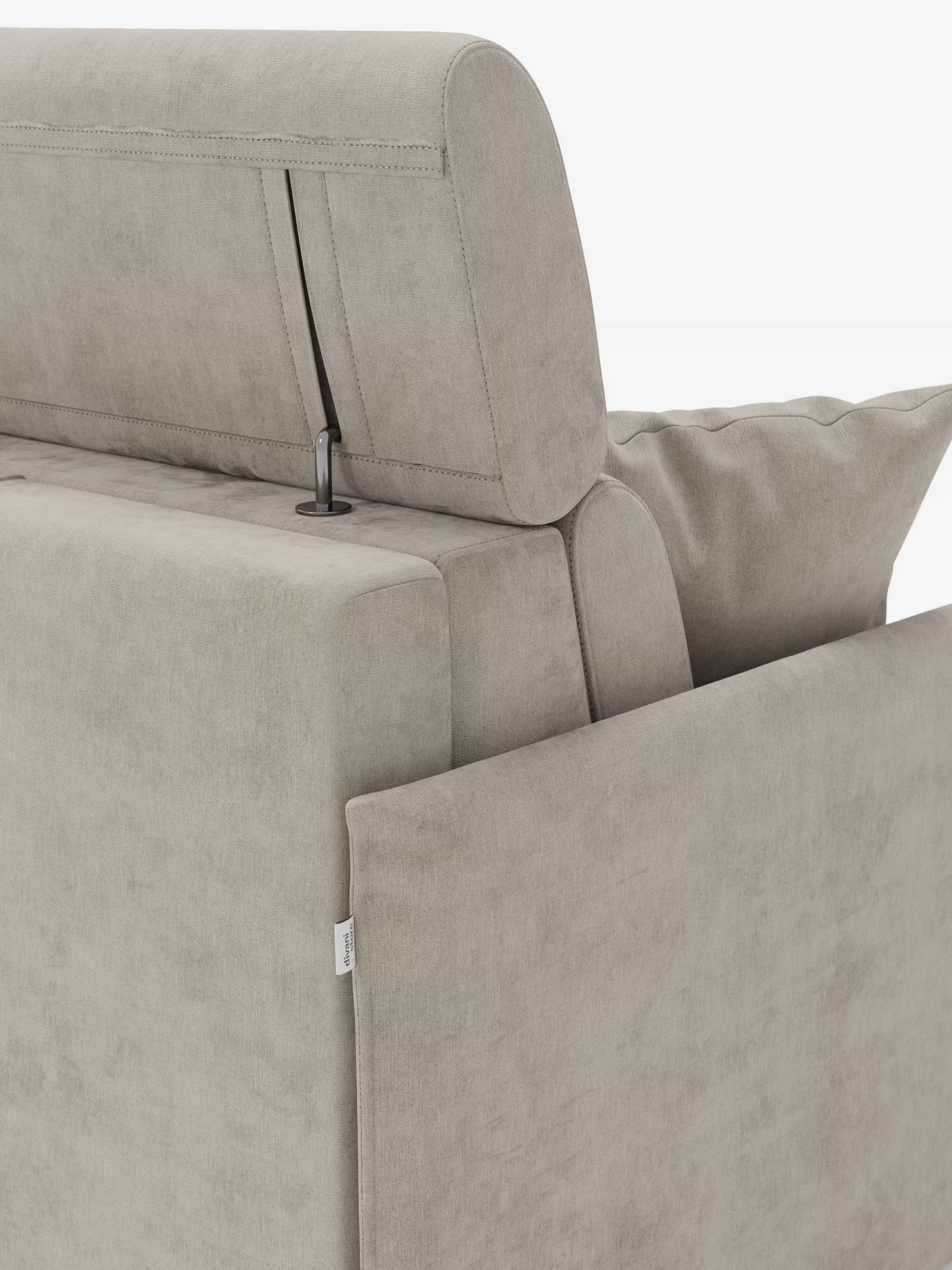 Miryam canapé convertible d'angle compact - têtières inclinables et méridienne coffre en tissu détachable T31
