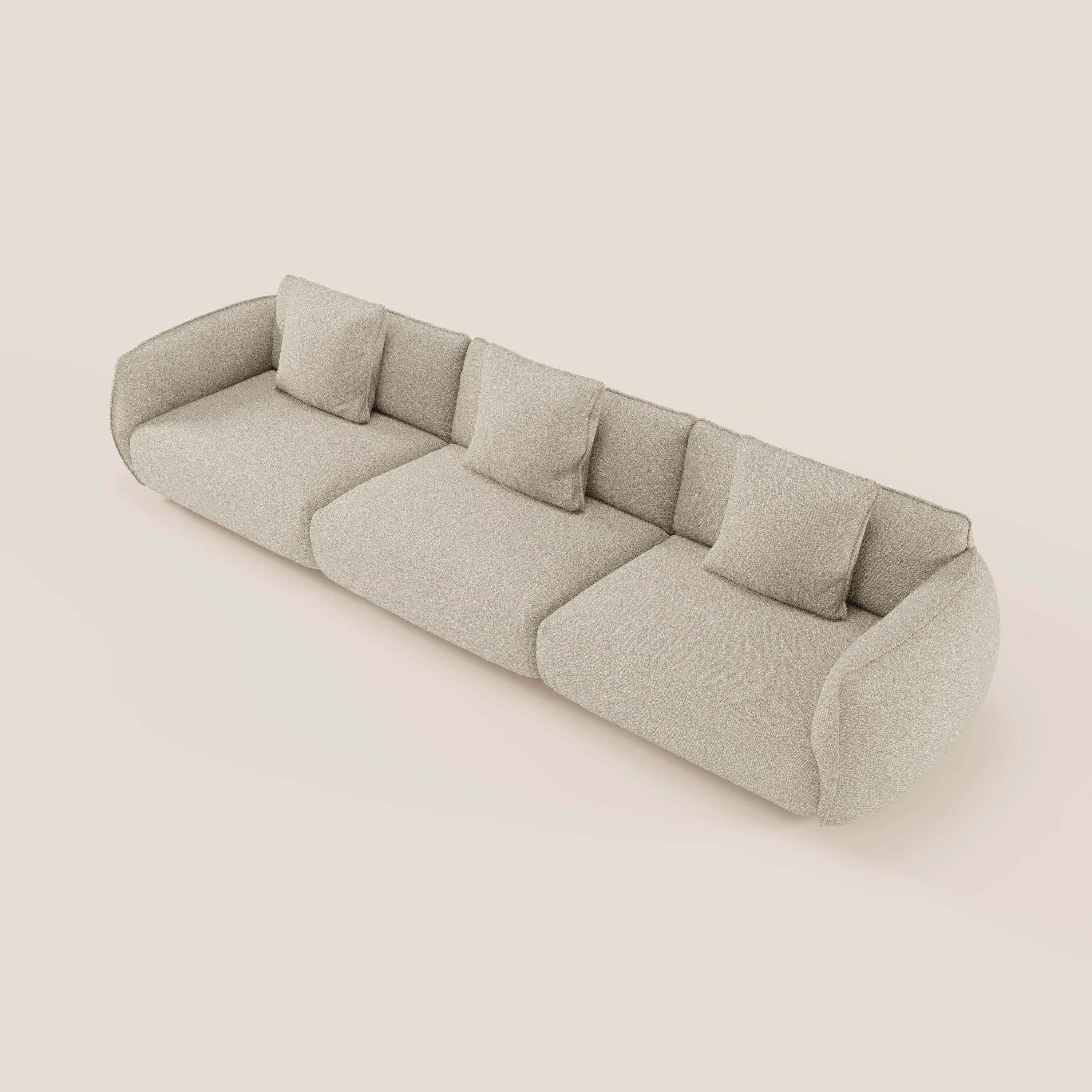 Nimbus divano lineare modulare a 3 sedute componibile in morbido tessuto T33 - divani.store