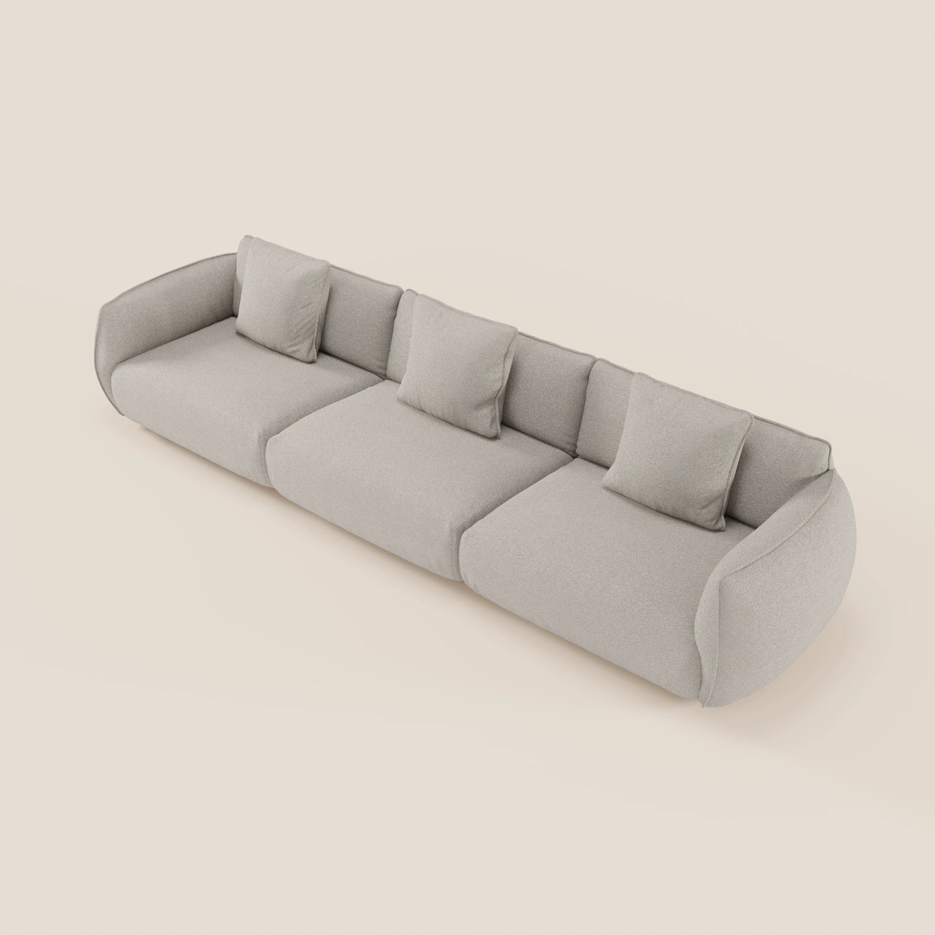 Nimbus divano lineare modulare a 3 sedute componibile in morbido tessuto T33 - divani.store