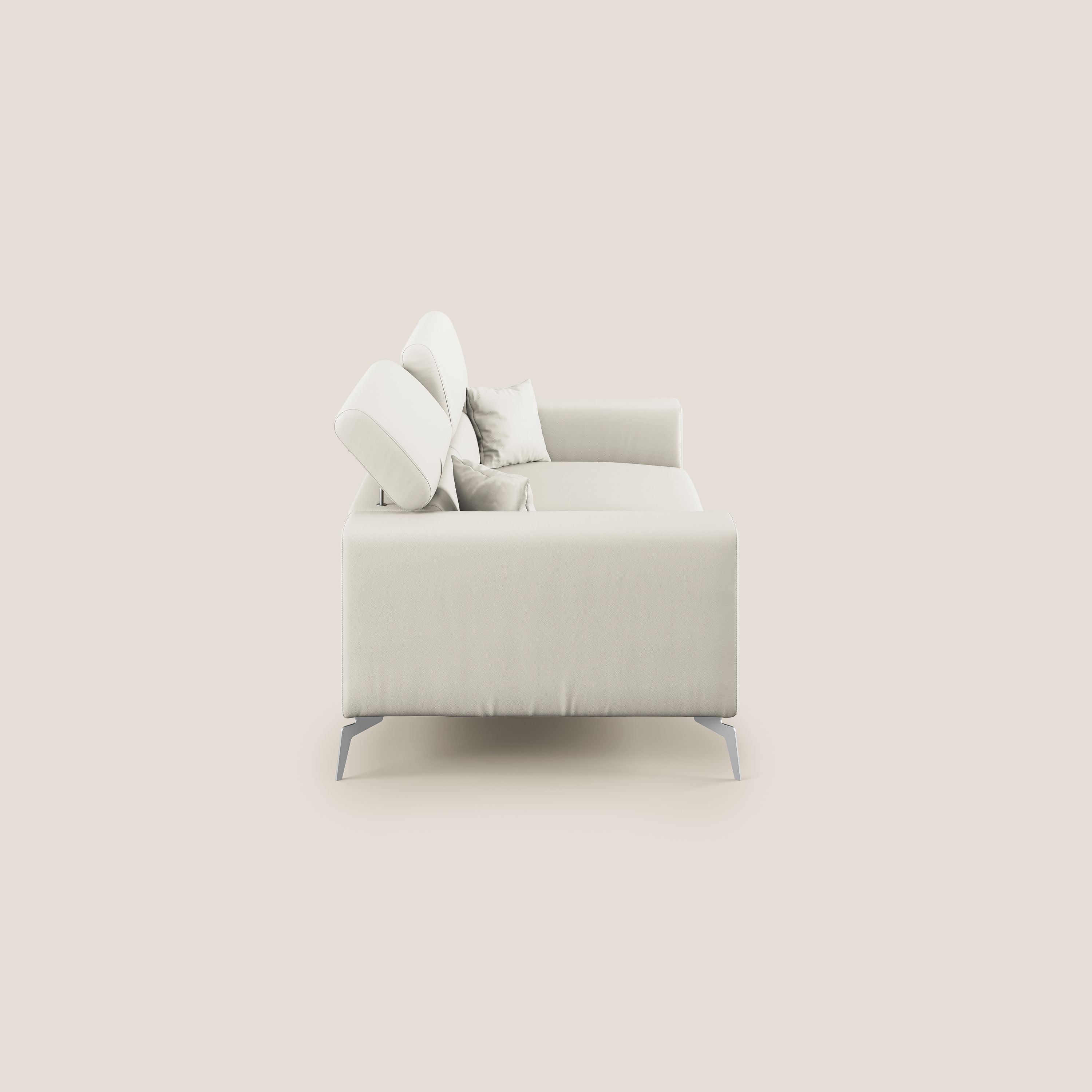 Blade Divano moderno con poggiatesta reclinabili in Ecopelle T04 bianco - divani.store