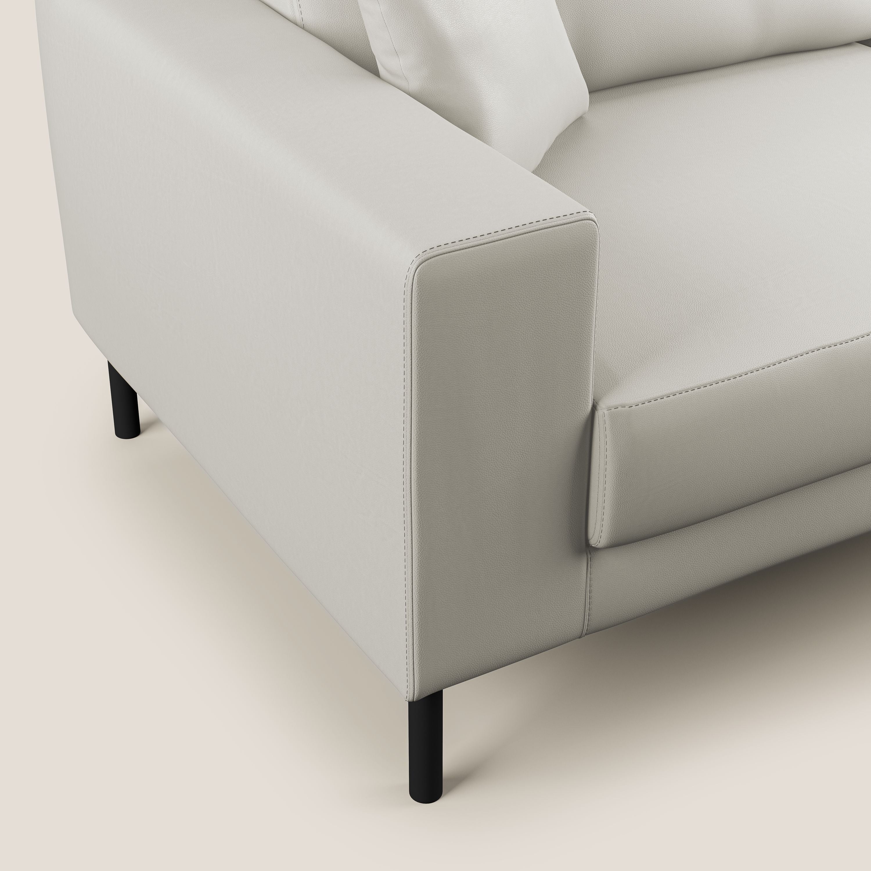 Uranio divano moderno lineare in Ecopelle impermeabile T04 bianco - divani.store
