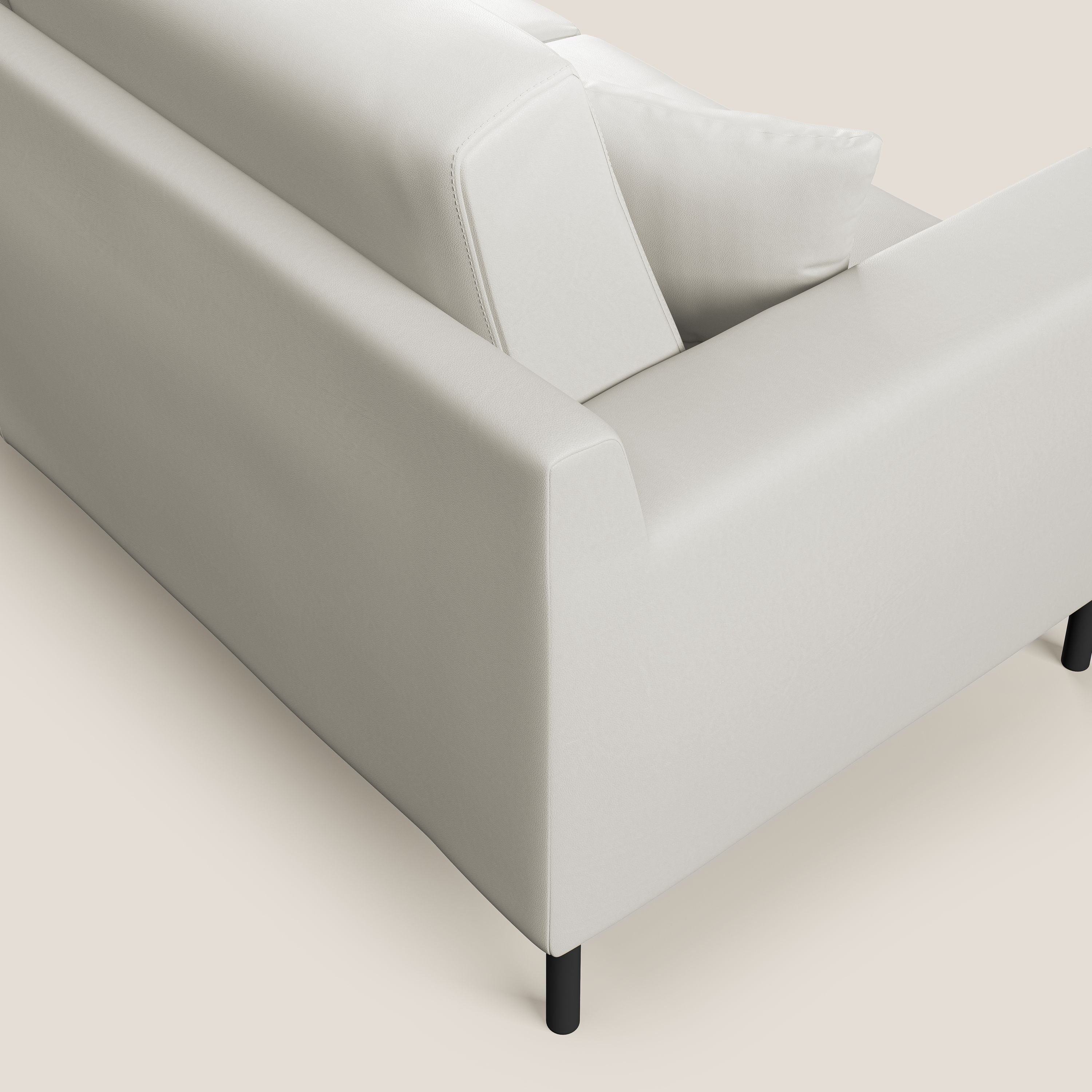 Uranio divano moderno lineare in Ecopelle impermeabile T04 bianco - divani.store