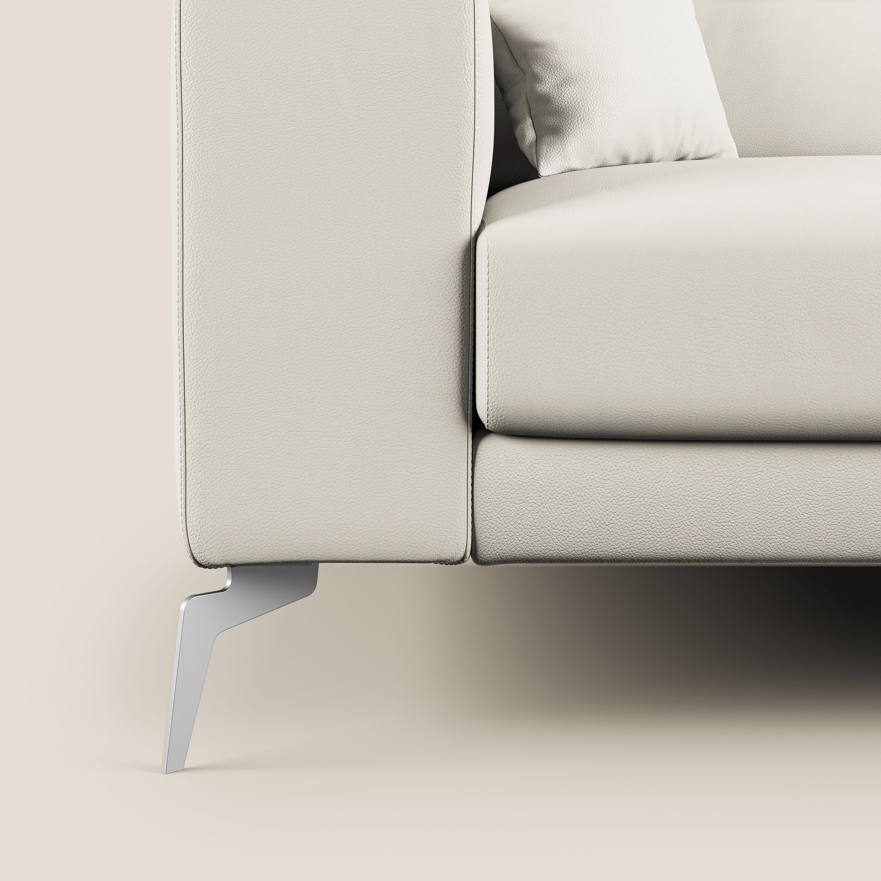 Blade Divano moderno angolare con poggiatesta reclinabili in Ecopelle T04 bianco - divani.store